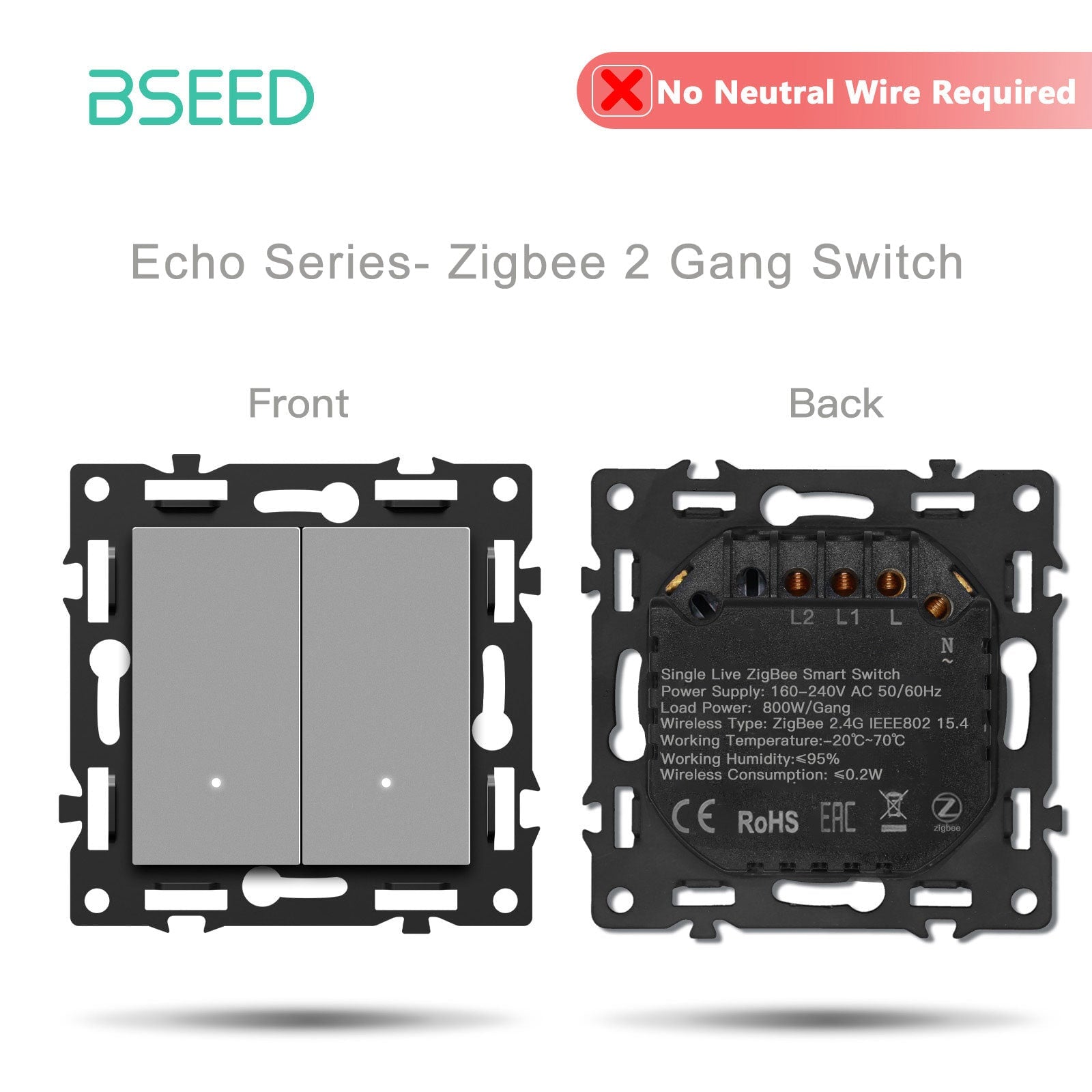 Echo Click Smart zigbee Switch Socket Insert DIY Part Customized Free Combinations Grey Color Crystal Glass Panel Light Switches Bseedswitch Zigbee 2 Gang Switch No Neutral Line Required 