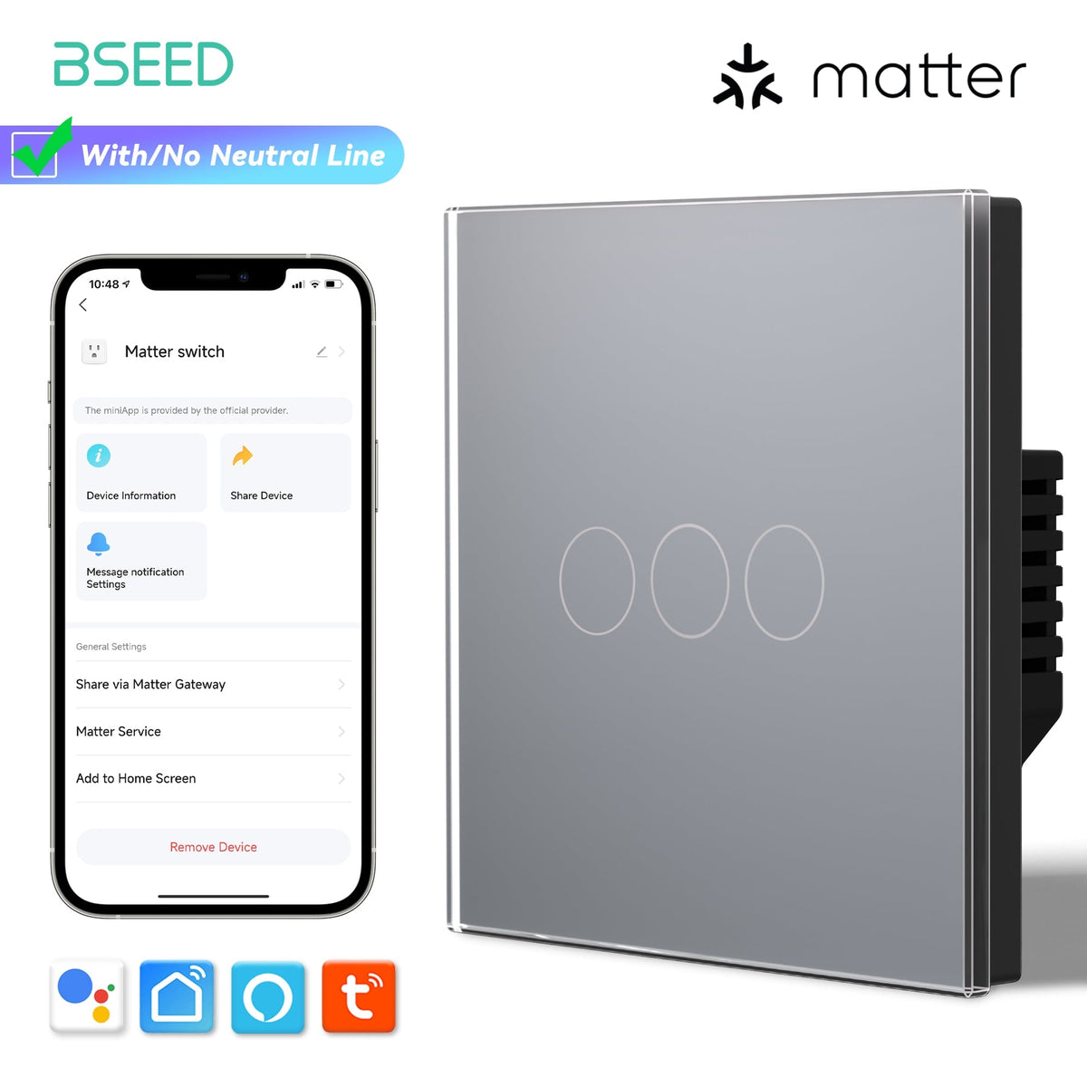 Bseed Smart Matter Wifi Light Switch Electrical Wall Light switches