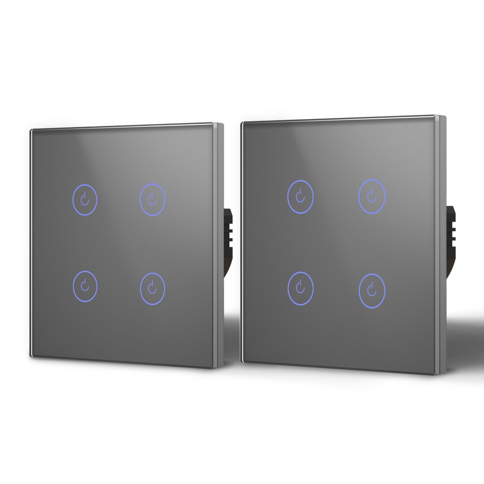 Bseed Smart Wifi Light Switch Wall Switch (With Neutral) Light Switches Bseedswitch Grey 2Pcs/Pack 4 Gang