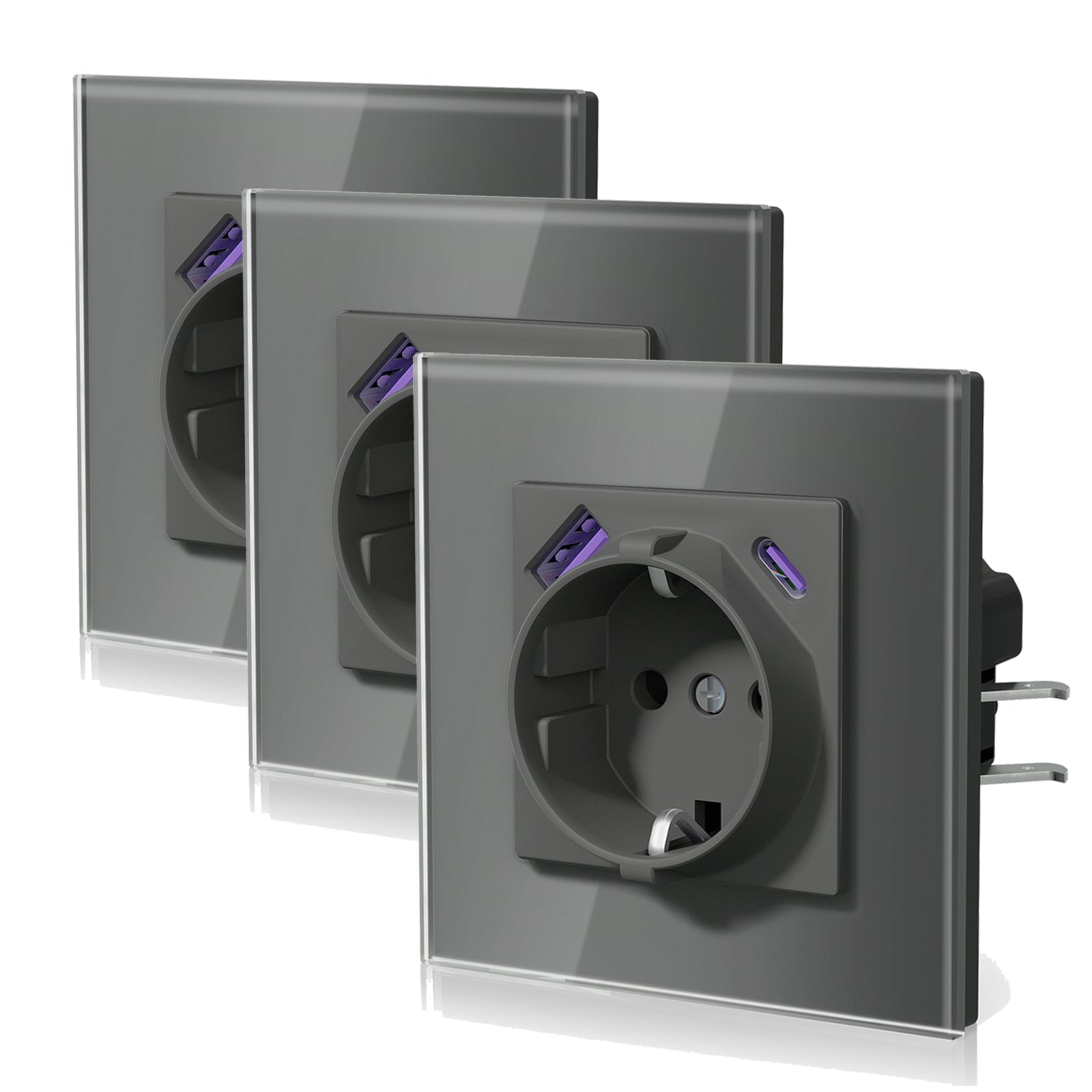 BSEED 20W EU sockets with Fast Charge Type-C USB with Claw technology Power Outlets & Sockets Bseedswitch Grey Single 3 PCS/ PACK