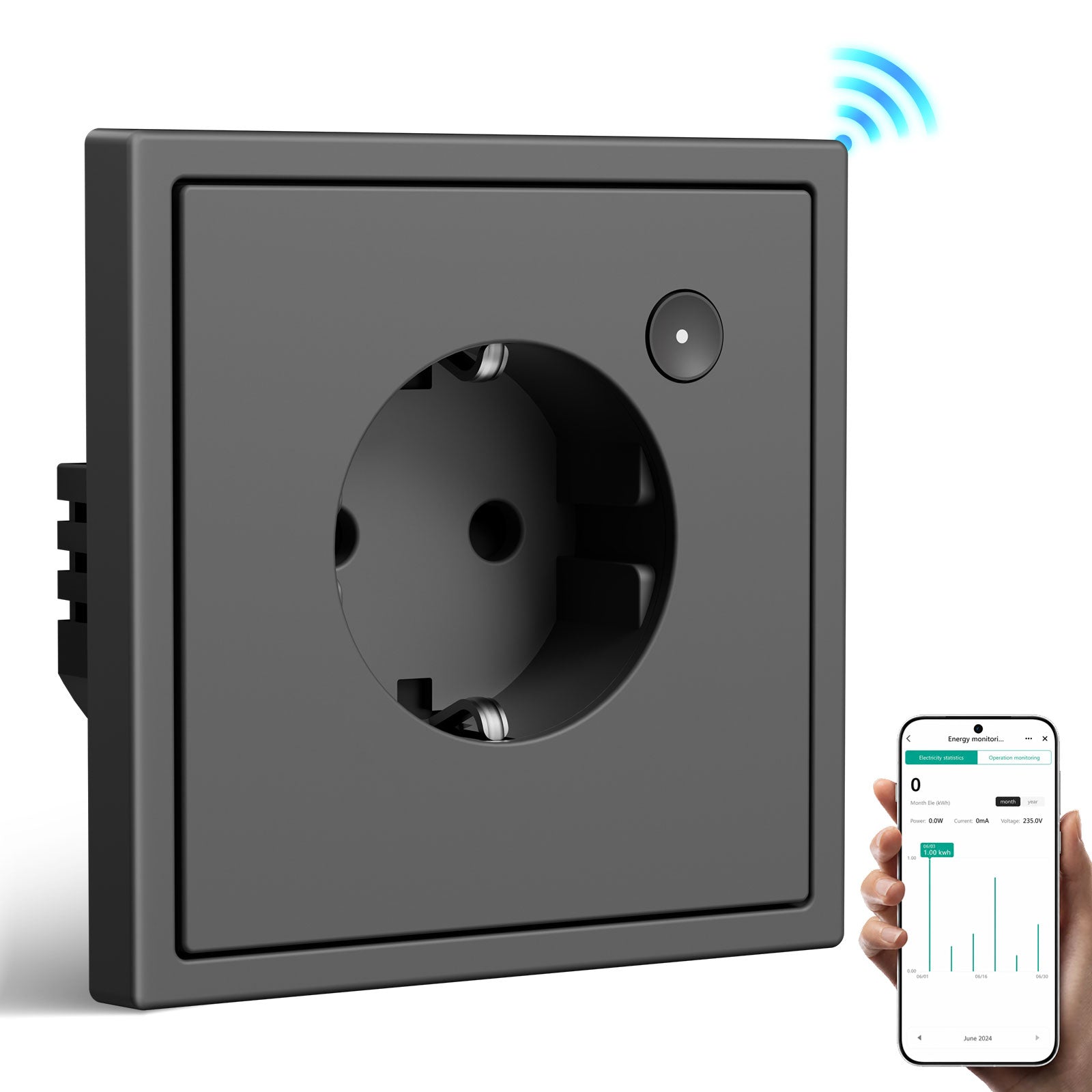 BSEED Grand Smart Wifi Socket With Energy Monitoring Smart Eu Socket