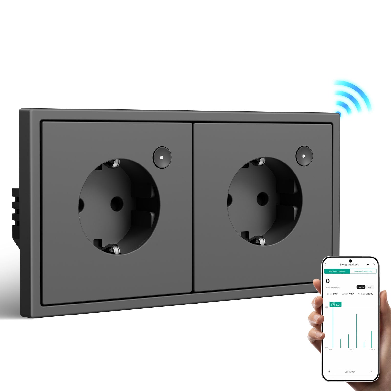 BSEED Grand Smart Wifi Socket With Energy Monitoring Smart Eu Socket