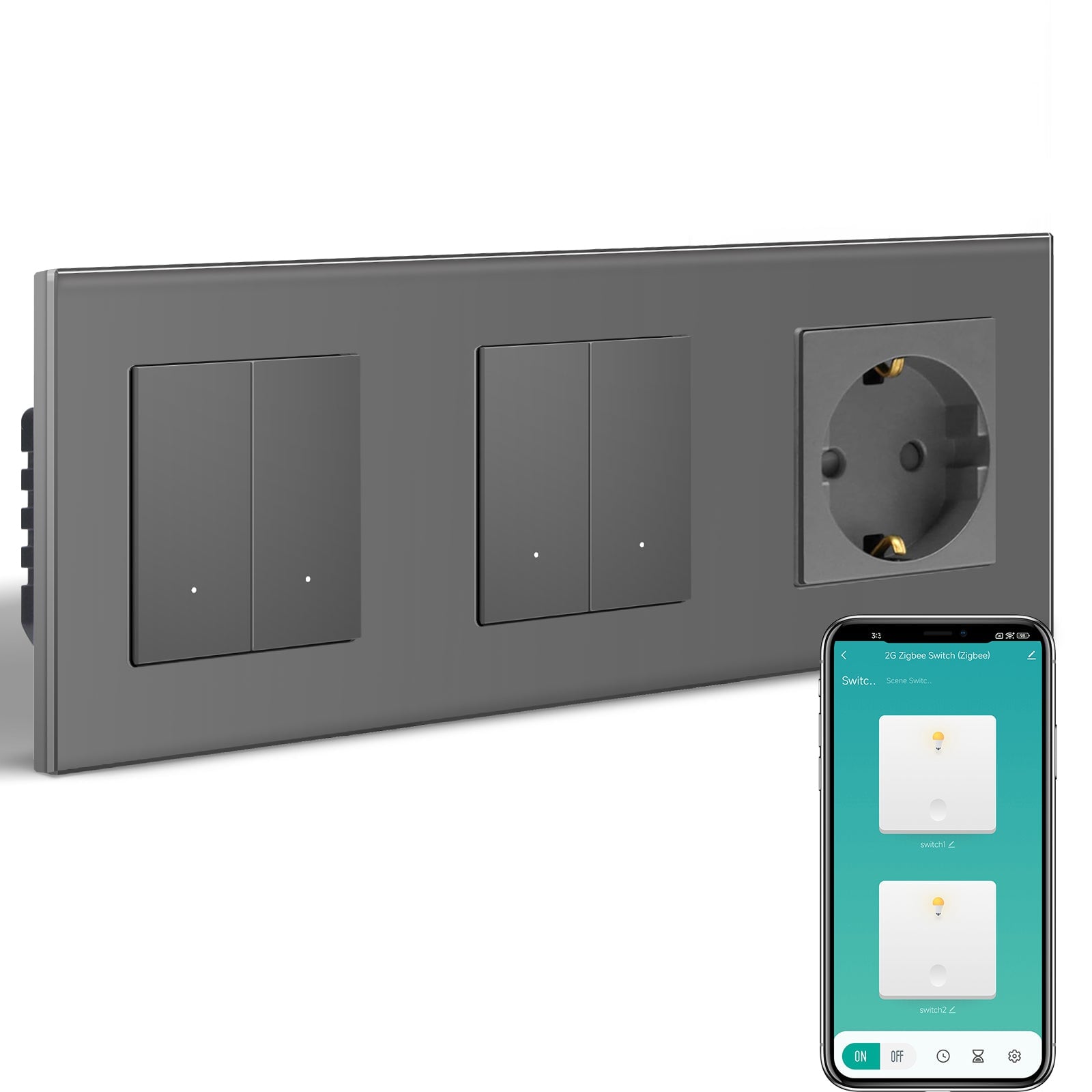 BSEED Smart Zigbee Light Switch (With Neutral) Hub required Switch socket work with tuya Alexa Light Switches Bseedswitch 