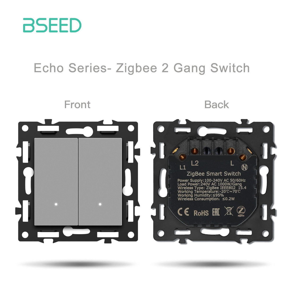 Echo Click Smart zigbee Switch Socket Insert DIY Part Customized Free Combinations Grey Color Crystal Glass Panel Light Switches Bseedswitch Zigbee 2 Gang Switch Neutral Line Required 