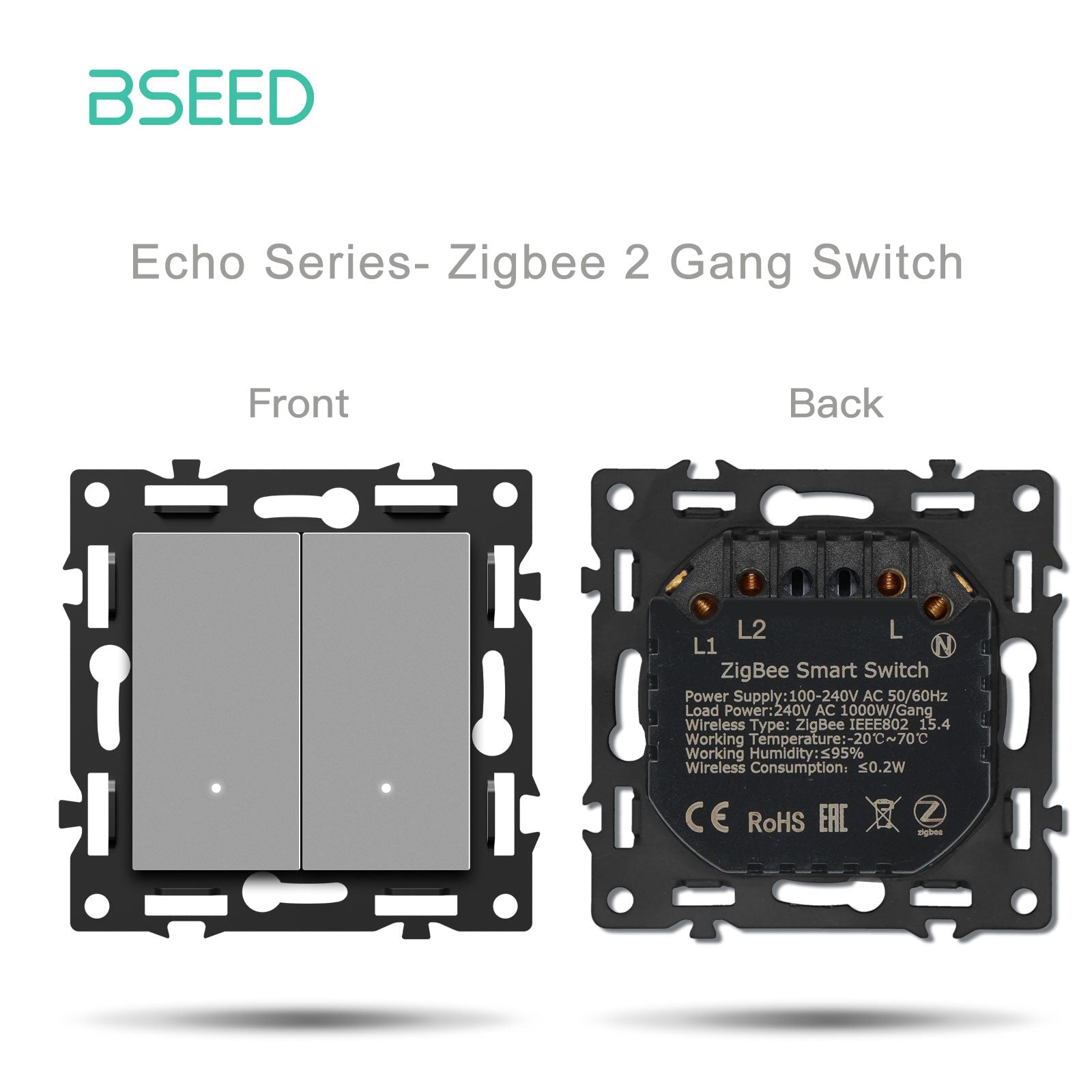 Echo Click Smart zigbee Switch Socket Insert DIY Part Customized Free Combinations Grey Color Crystal Glass Panel Light Switches Bseedswitch Zigbee 2 Gang Switch Neutral Line Required 