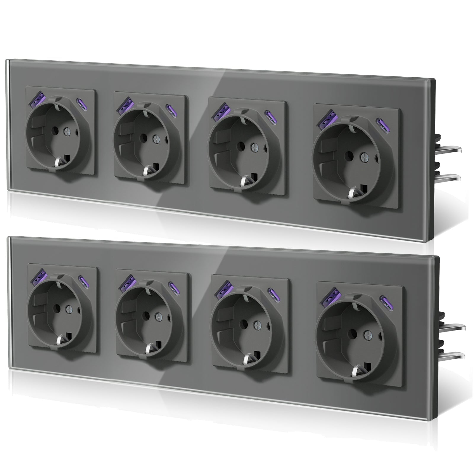 BSEED 20W EU sockets with Fast Charge Type-C USB with Claw technology Power Outlets & Sockets Bseedswitch Grey Quadruplet 2 PCS/ PACK
