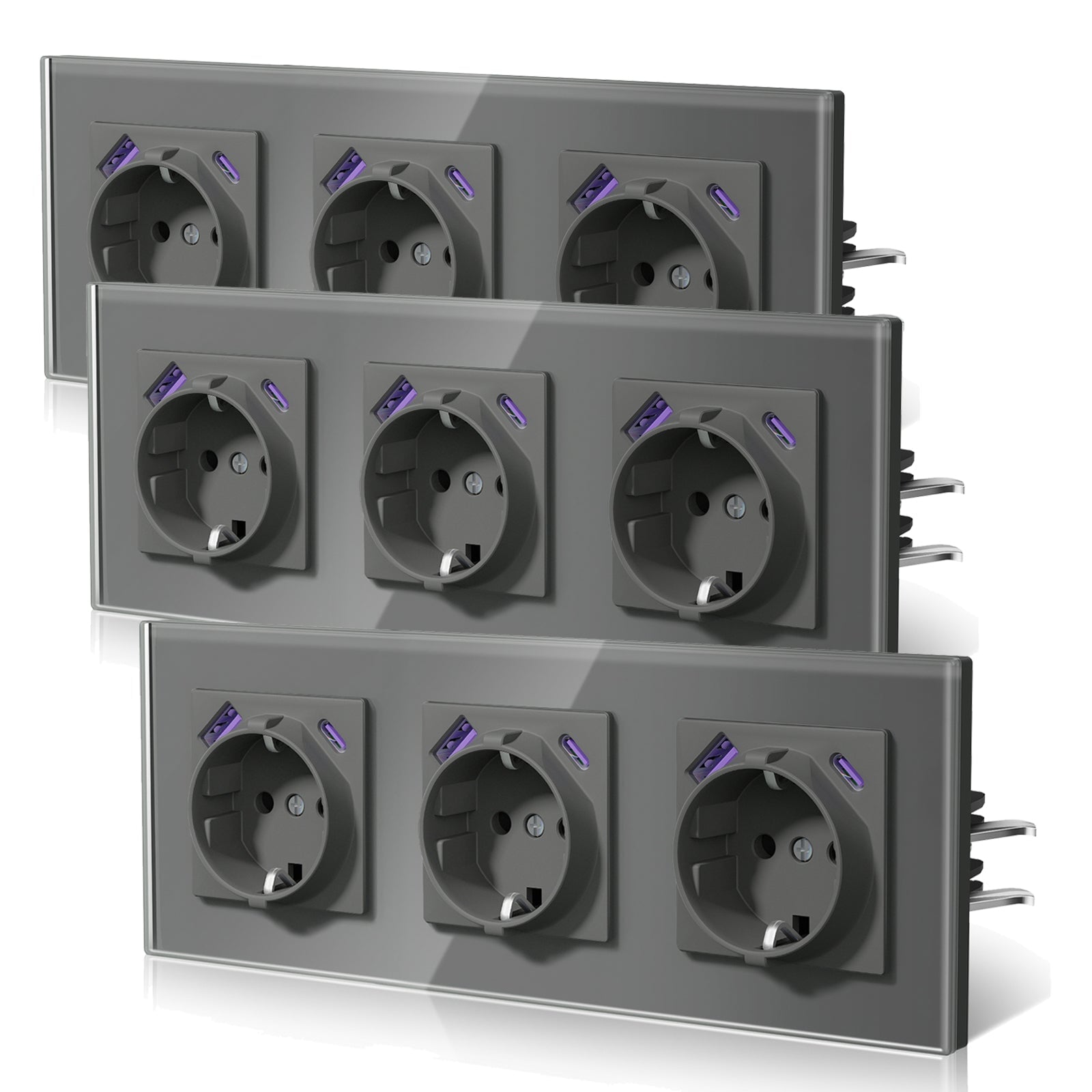 BSEED 20W EU sockets with Fast Charge Type-C USB with Claw technology Power Outlets & Sockets Bseedswitch Grey Triple 3 PCS/ PACK
