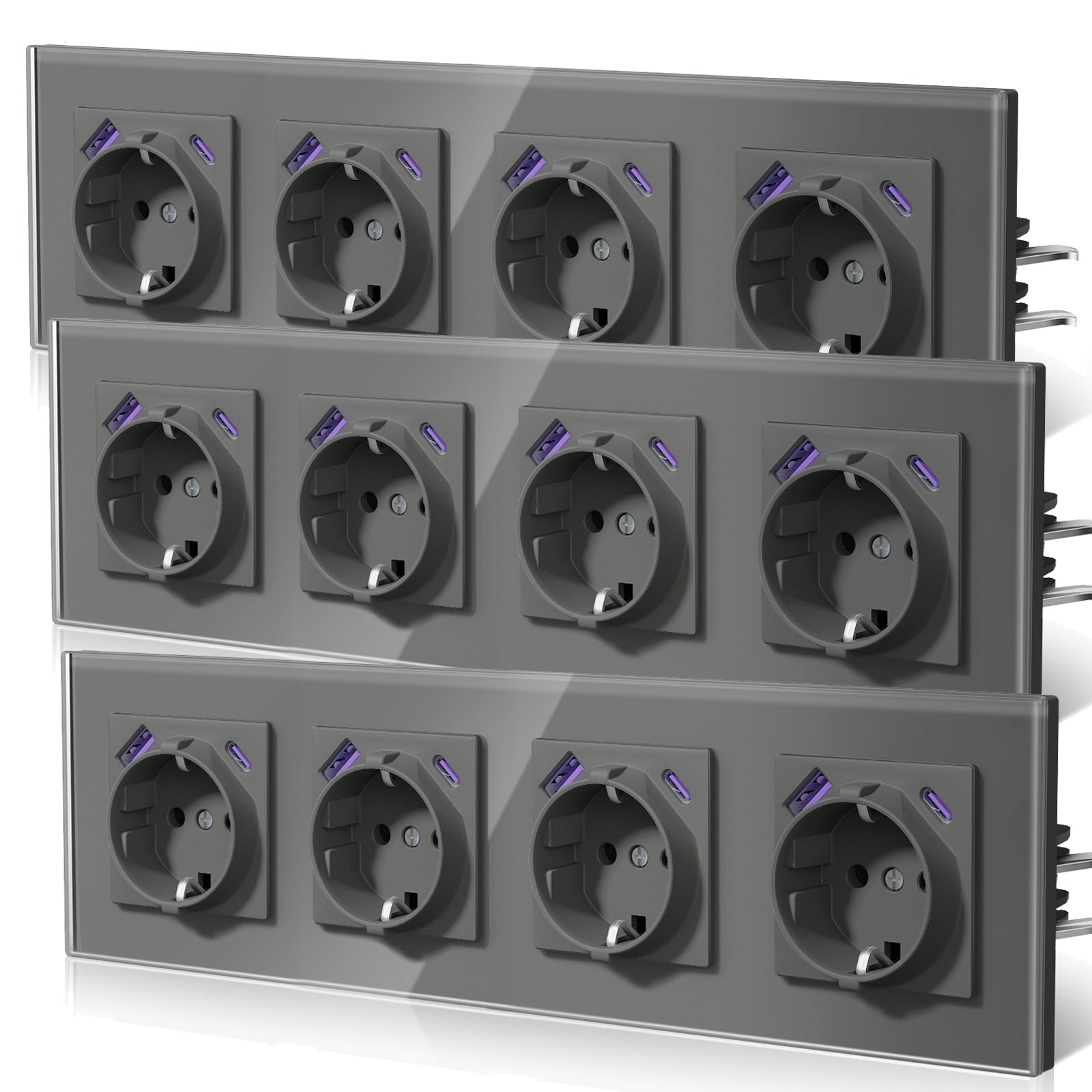 BSEED 20W EU sockets with Fast Charge Type-C USB with Claw technology Power Outlets & Sockets Bseedswitch Grey Quadruplet 3 PCS/ PACK