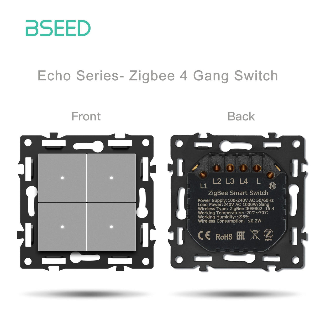 Echo Click Smart zigbee Switch Socket Insert DIY Part Customized Free Combinations Grey Color Crystal Glass Panel Light Switches Bseedswitch Zigbee 4 Gang Switch Neutral Line Required 