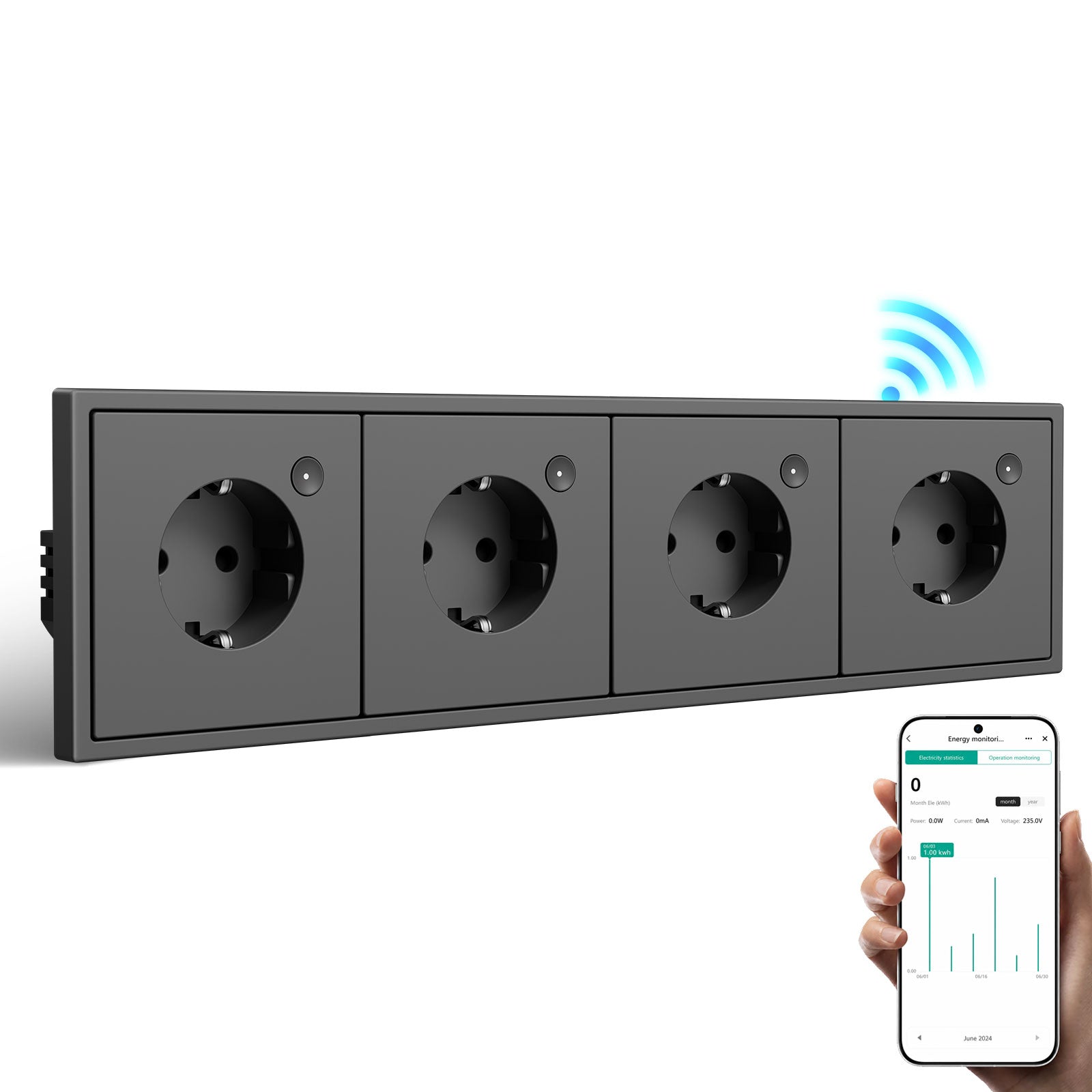 BSEED Grand Smart Wifi Socket With Energy Monitoring Smart Eu Socket