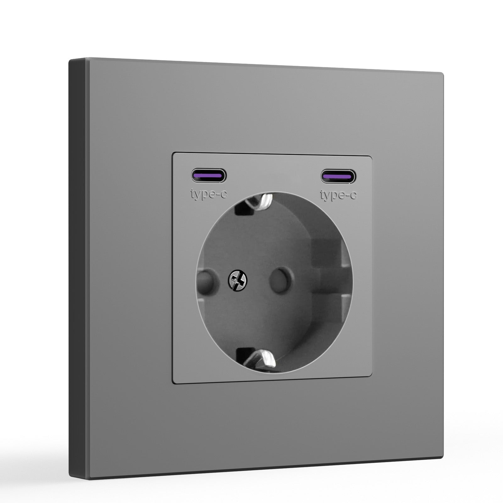 BSEED EU sockets with 20W Double Type-C Interface Outlet Wall Socket Plastic Panel Power Outlets & Sockets Bseedswitch Grey Single 