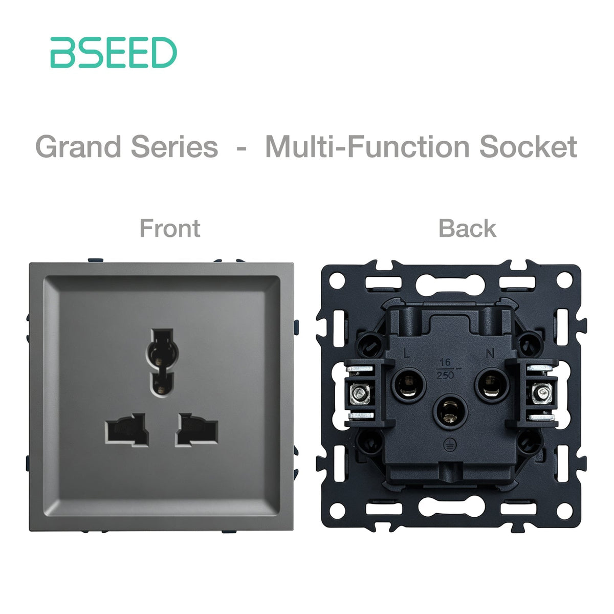 Grand Series DIY Part Customized free combinations Plastic Panels Grey Color Power Outlets & Sockets Bseedswitch Multi-function Socket 