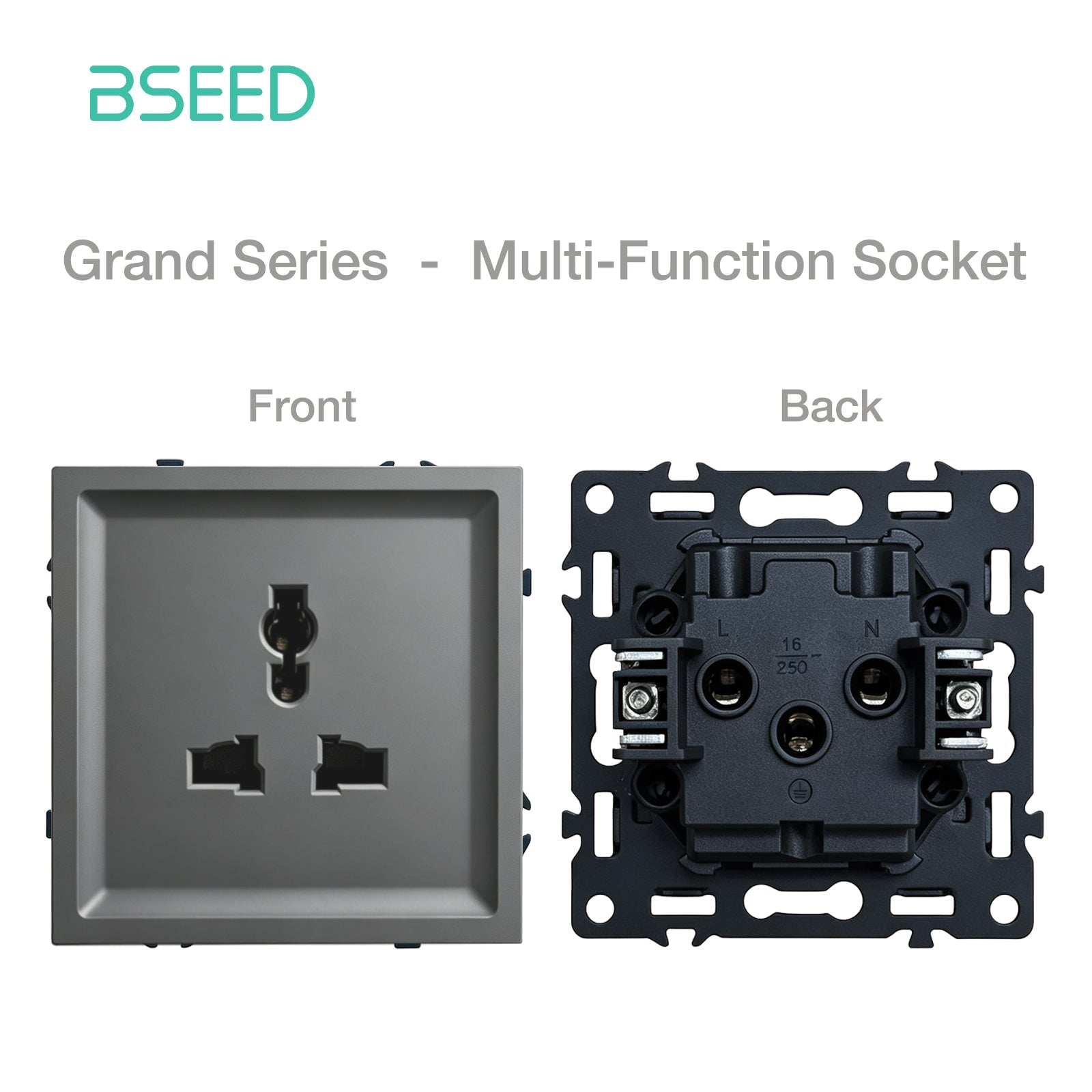 Grand Series DIY Part Customized free combinations Plastic Panels Grey Color Power Outlets & Sockets Bseedswitch Multi-function Socket 
