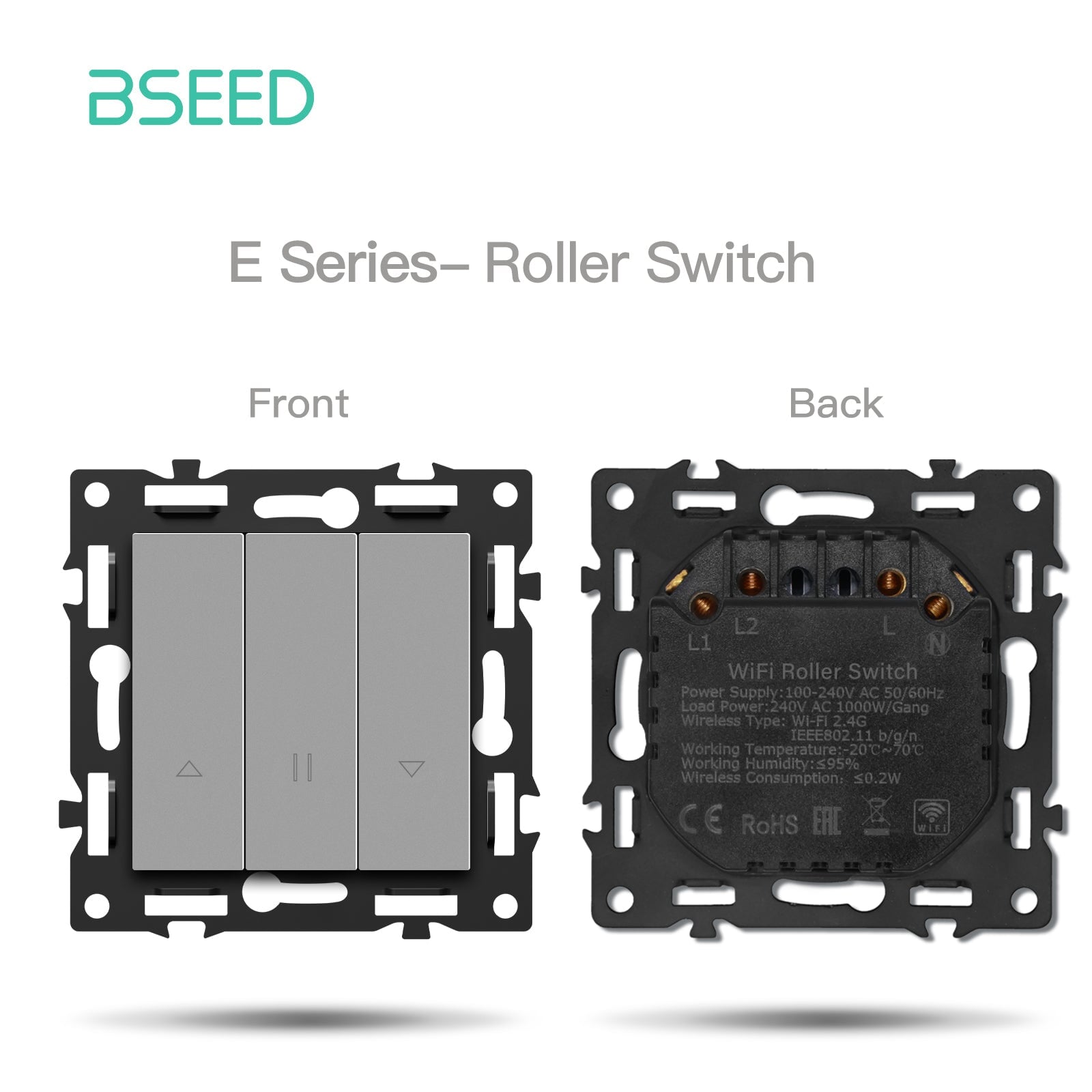 BSEED DIY Part Customized Free Combinations Mechanical Light Switch Wall Socket Insert Grey Color Crystal Glass Panel Light Switches Bseedswitch Wifi Blind Switch 