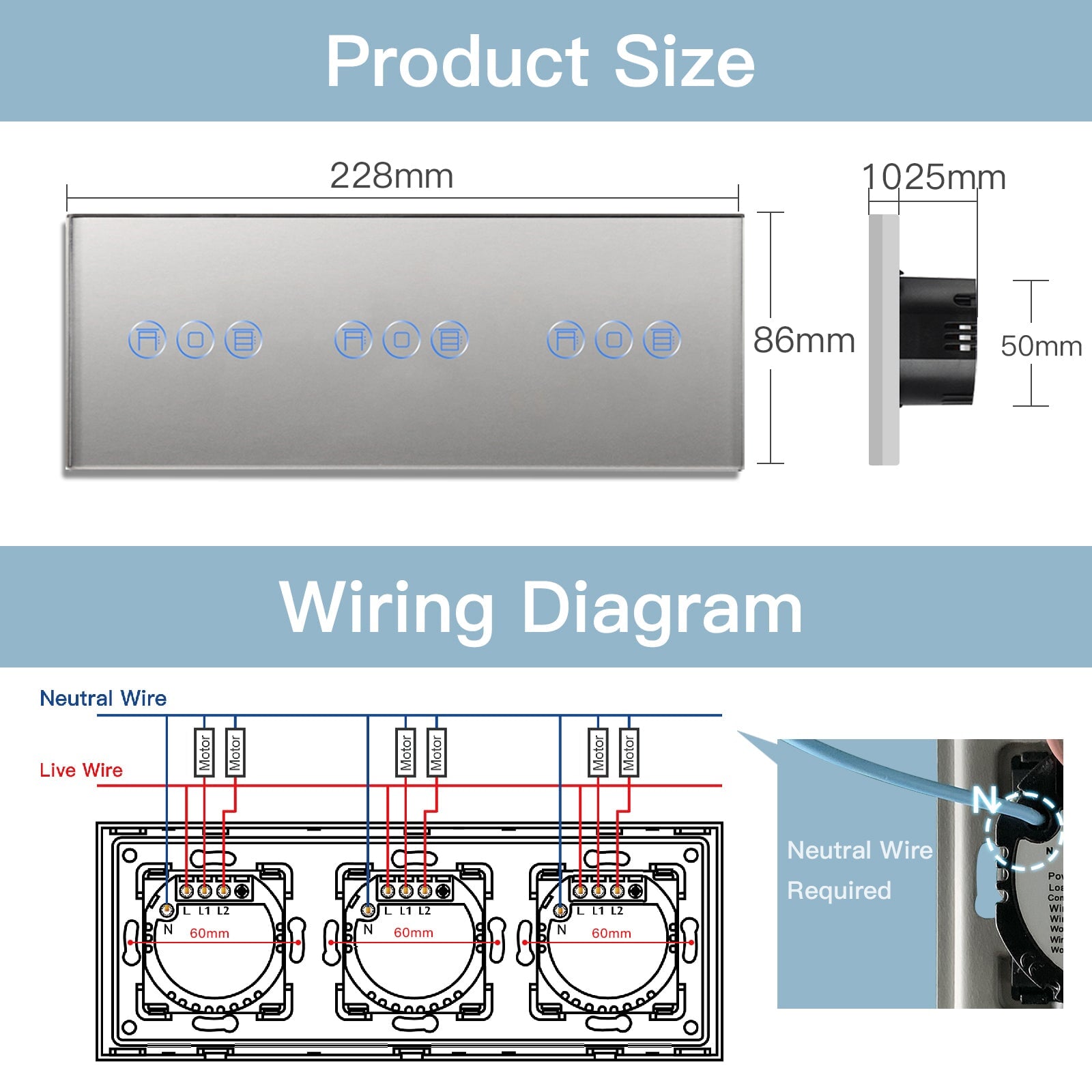 BSEED Zigbee triple Shutter Switch Smart Wall Touch Switch – Bseedswitch