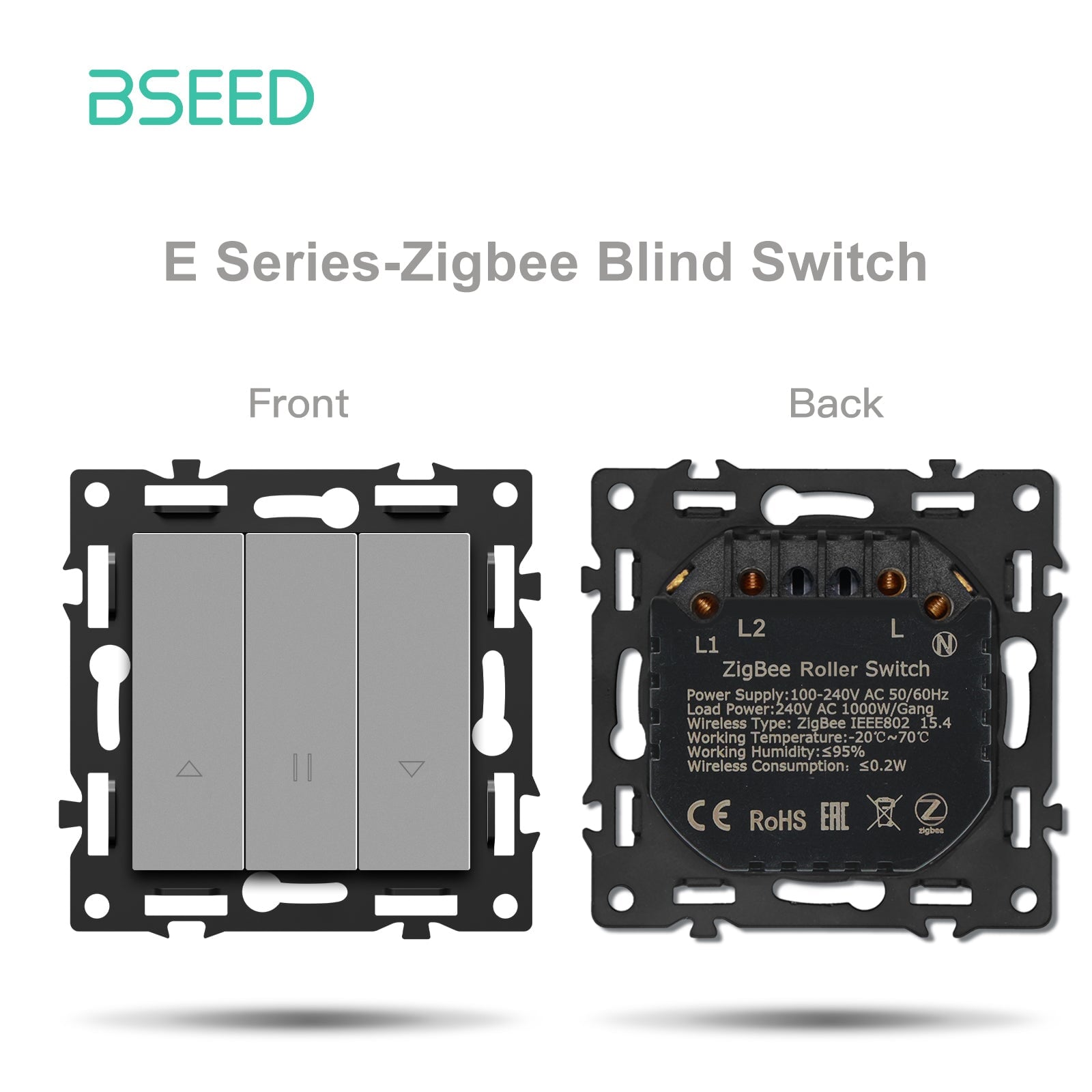 BSEED DIY Part Customized Free Combinations Mechanical Light Switch Wall Socket Insert Grey Color Crystal Glass Panel Light Switches Bseedswitch Zigbee Blind Switch 