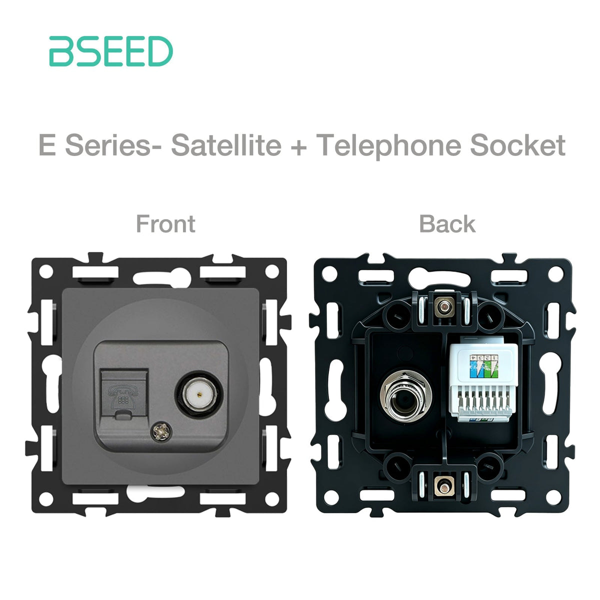 BSEED DIY Part Customized Free Combinations Mechanical Light Switch Wall Socket Insert Grey Color Crystal Glass Panel Light Switches Bseedswitch Satellite with Telephone Socket 
