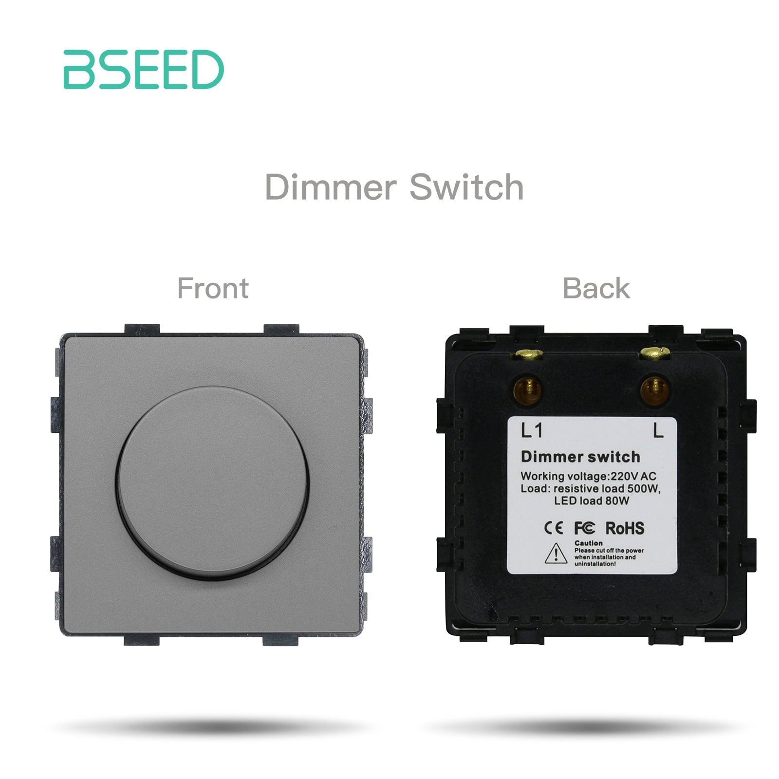 Bseed Crystal Glass Frame Smart Switch Socket Frame USB RJ45 Socket TV Satellite Wall Plug Function Parts DIY Free Combination Grey Color socket Bseedswitch Knob Dimmer Switch 