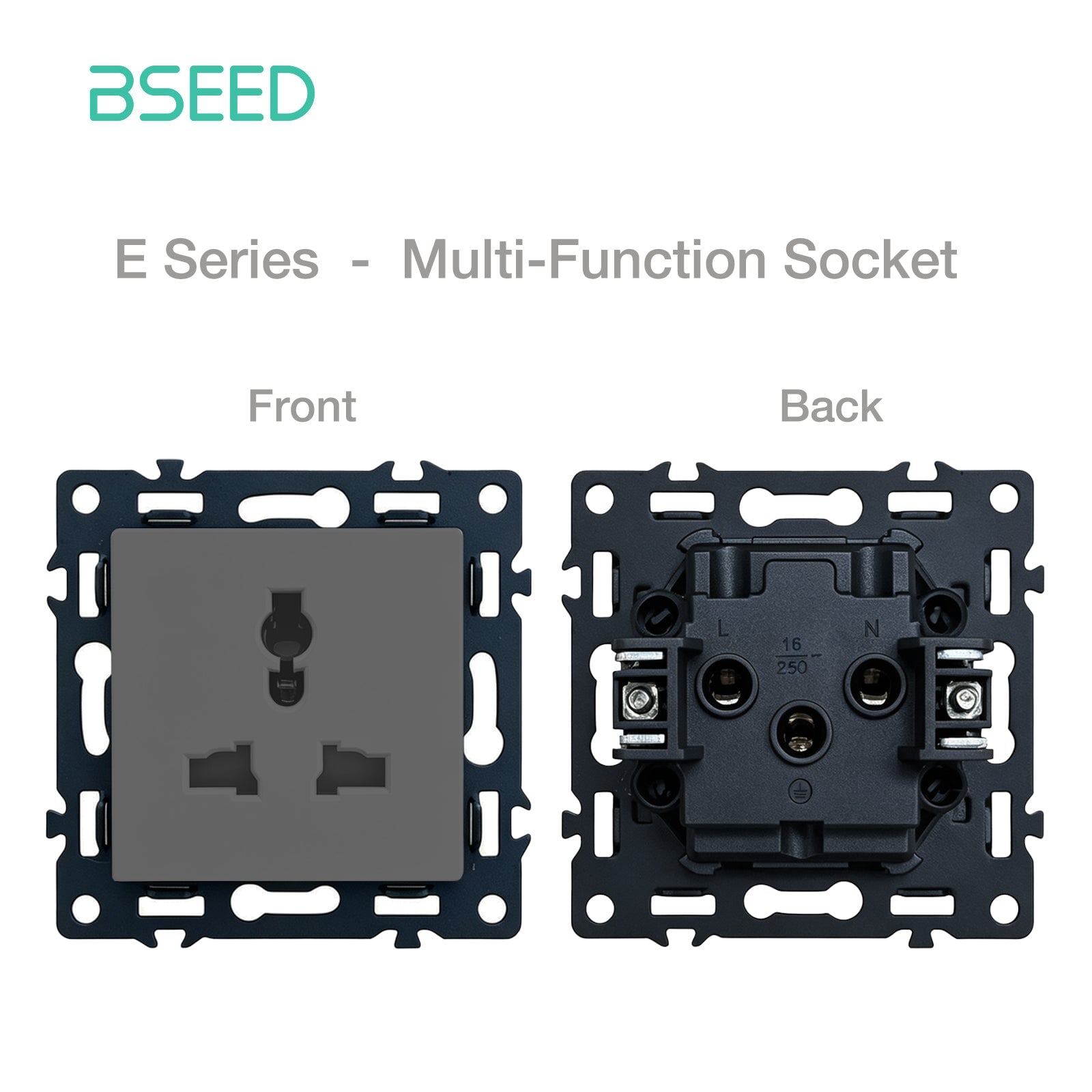 BSEED DIY Part Customized Free Combinations Mechanical Light Switch Wall Socket Insert Grey Color Crystal Glass Panel Light Switches Bseedswitch MF Socket 