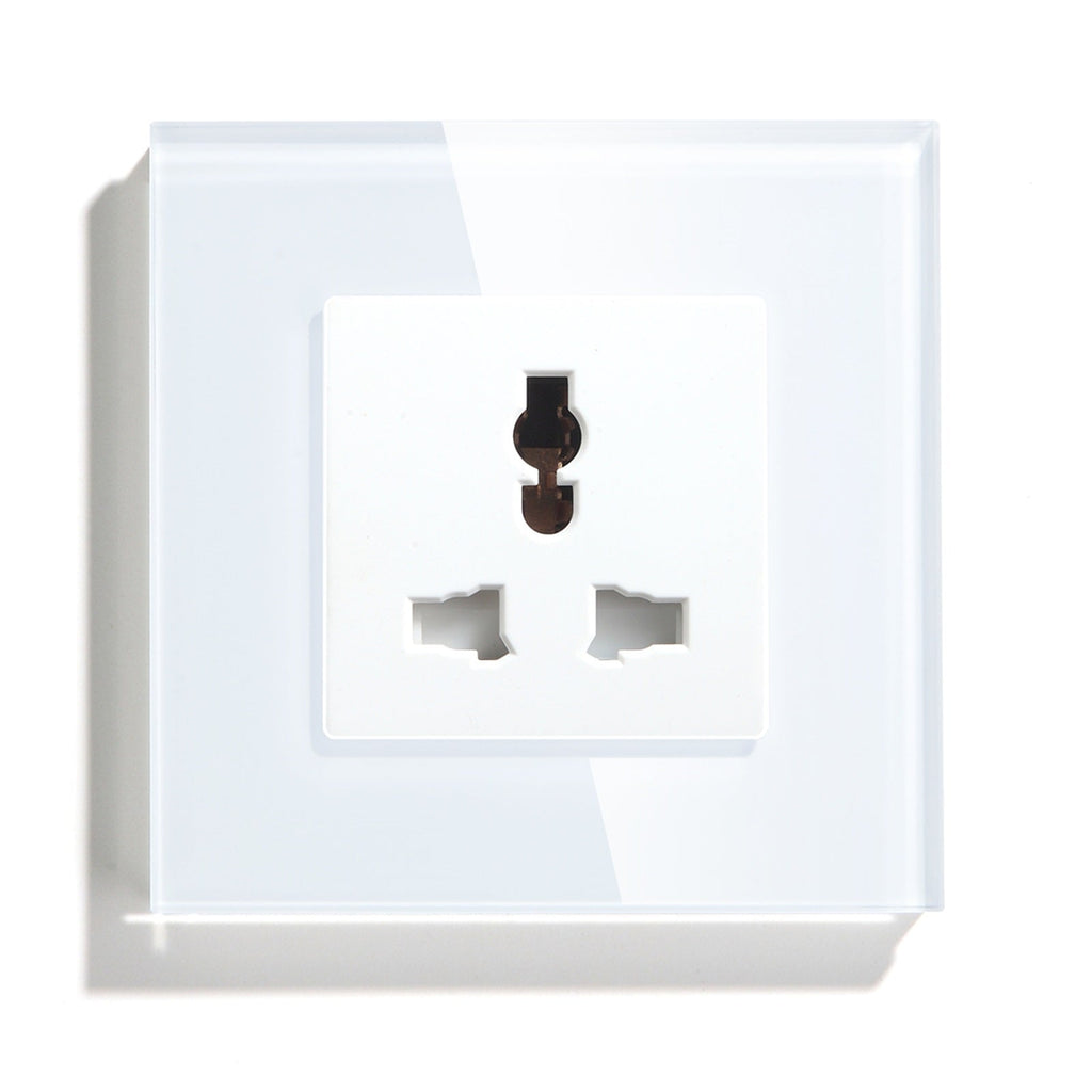 BSEED MF Wall Sockets Power Outlets Glass Panel 13A Power Outlets & Sockets Bseedswitch White Signle 