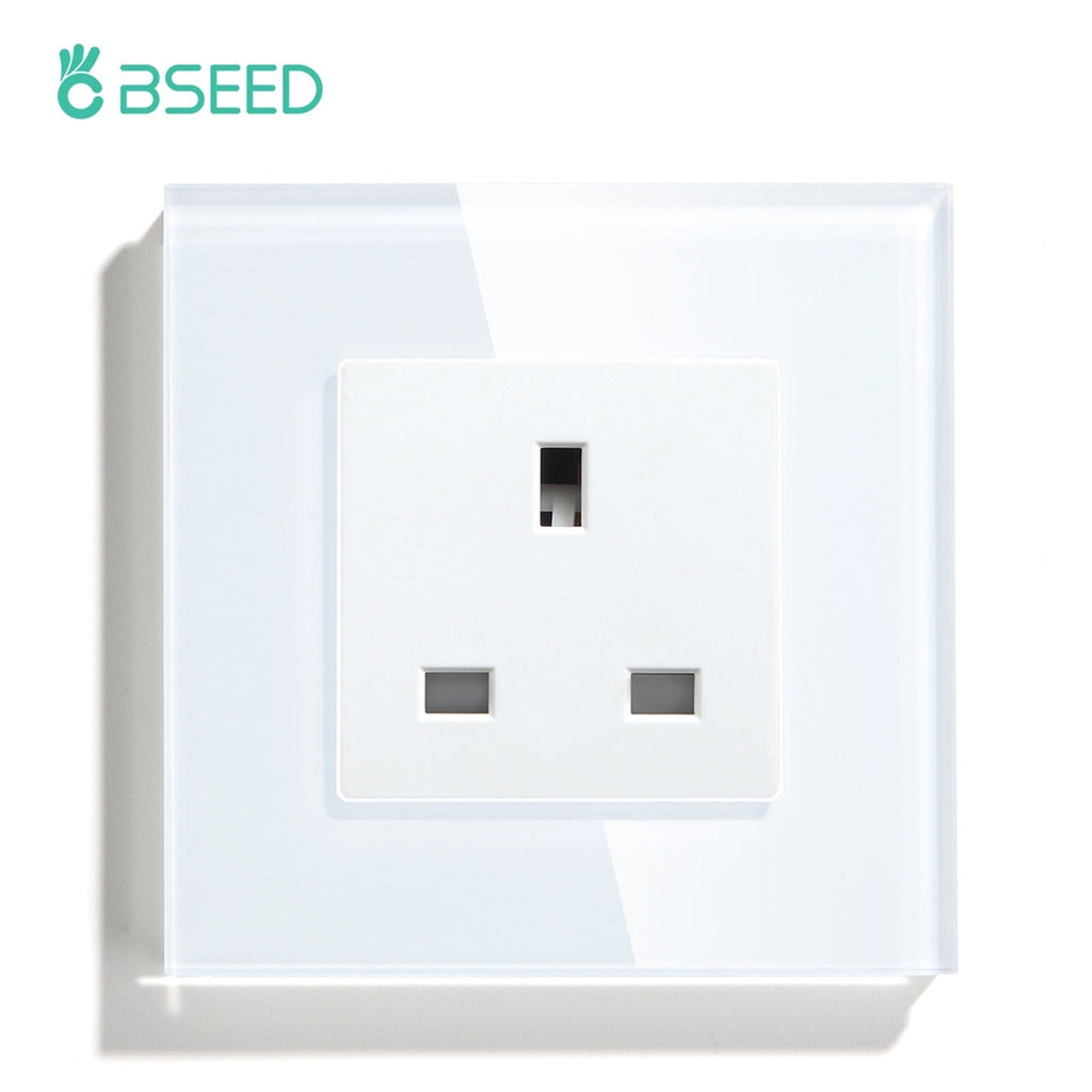 BSEED UK Wall Sockets Single Power Outlets Kids Protection 16A Power Outlets & Sockets Bseedswitch white Signle 