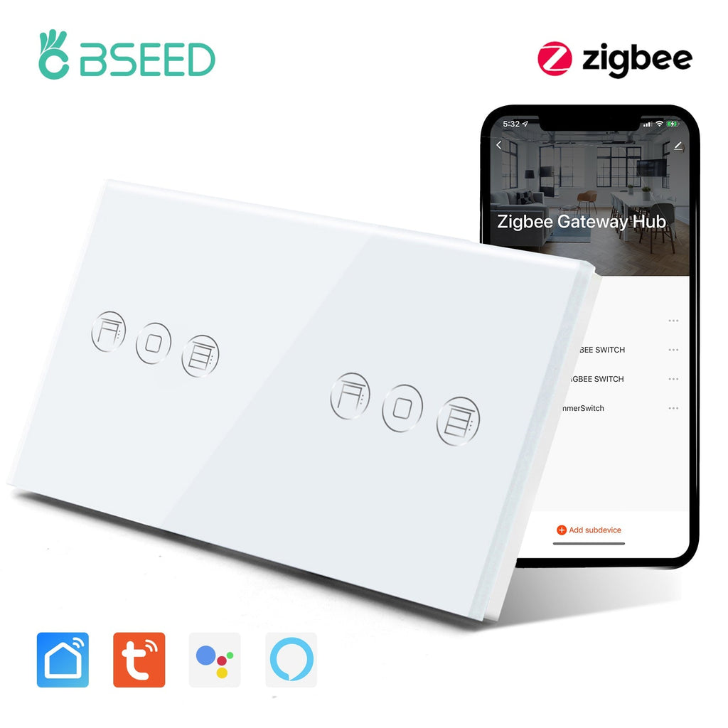 BSEED Zigbee doubel Shutter Switch Smart Wall Touch Switch Bseedswitch 