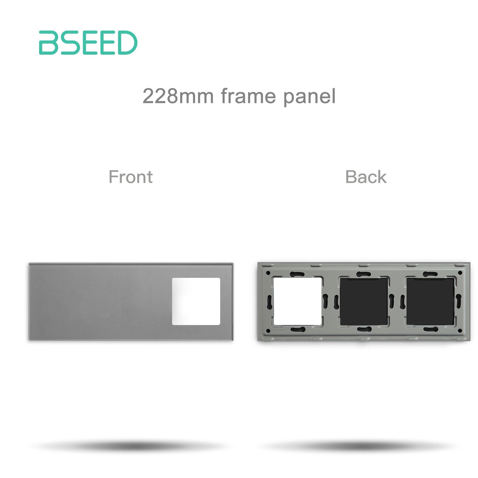 BSEED Crystal Glass Switch & Socket Frame Customizable Wall Plate Bseedswitch Grey 228mm icon+icon+slot 