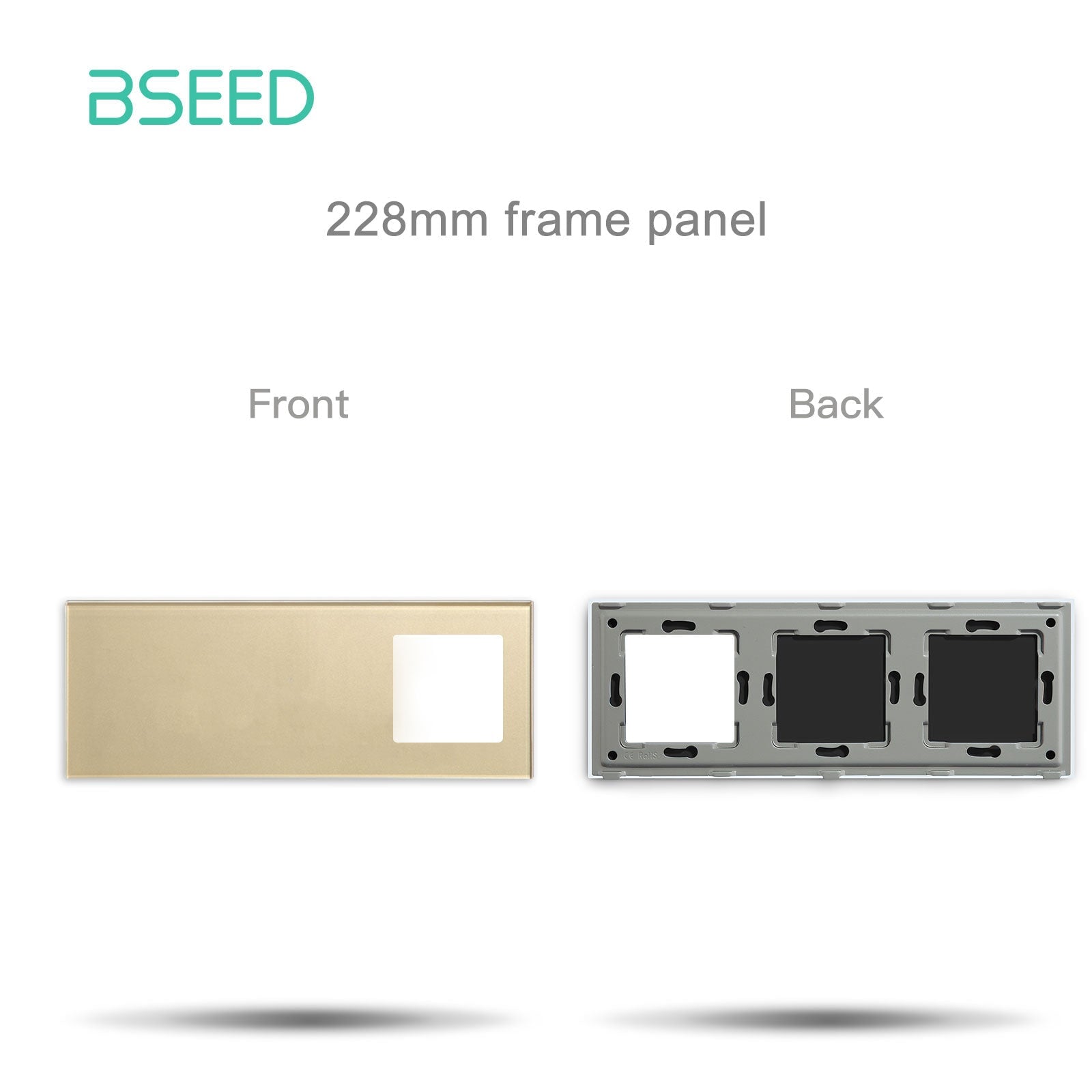 BSEED Crystal Glass Switch & Socket Frame Customizable Wall Plate Bseedswitch Gold 228mm icon+icon+slot 