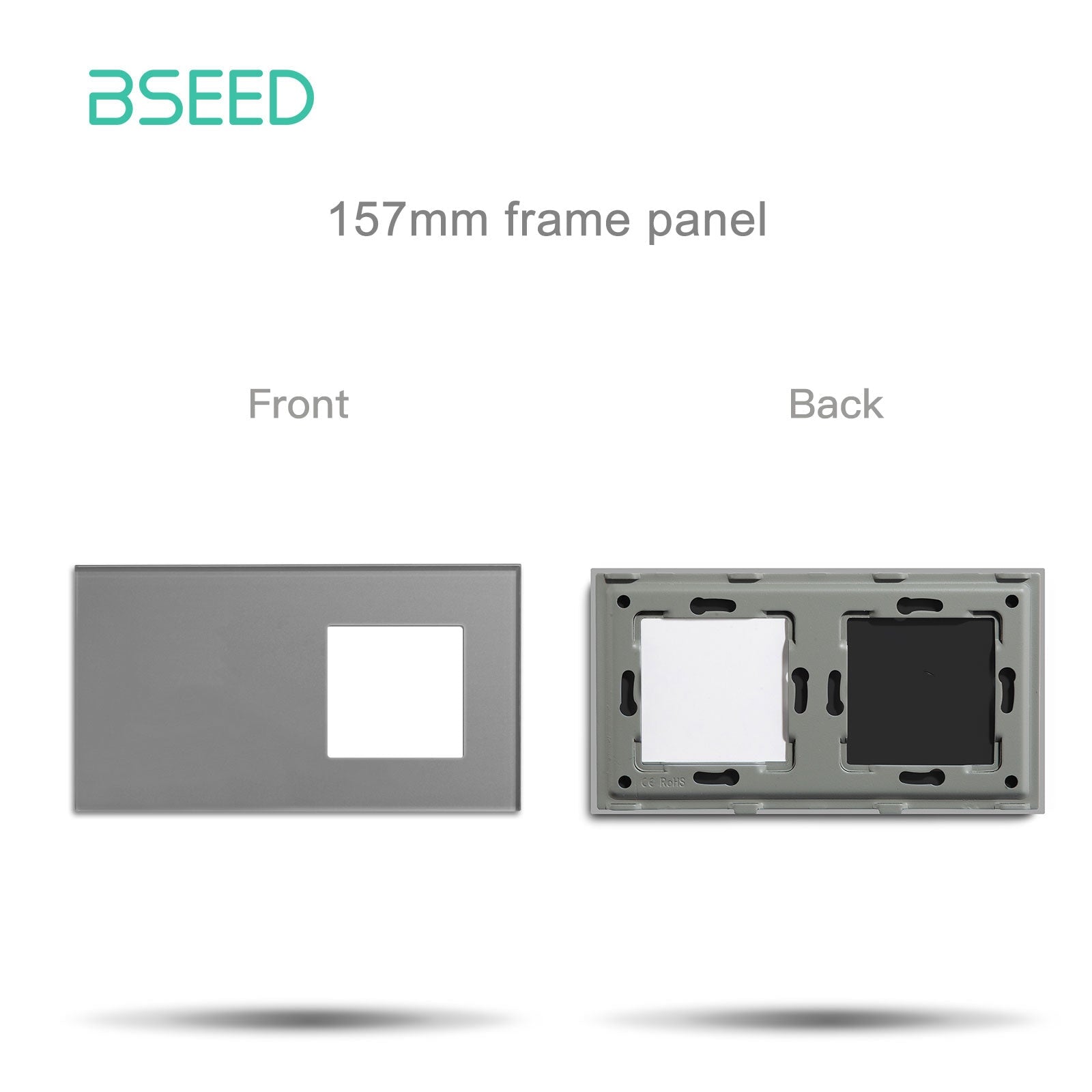 BSEED Crystal Glass Switch & Socket Frame Customizable Wall Plate Bseedswitch Grey 157mm icon+slot 