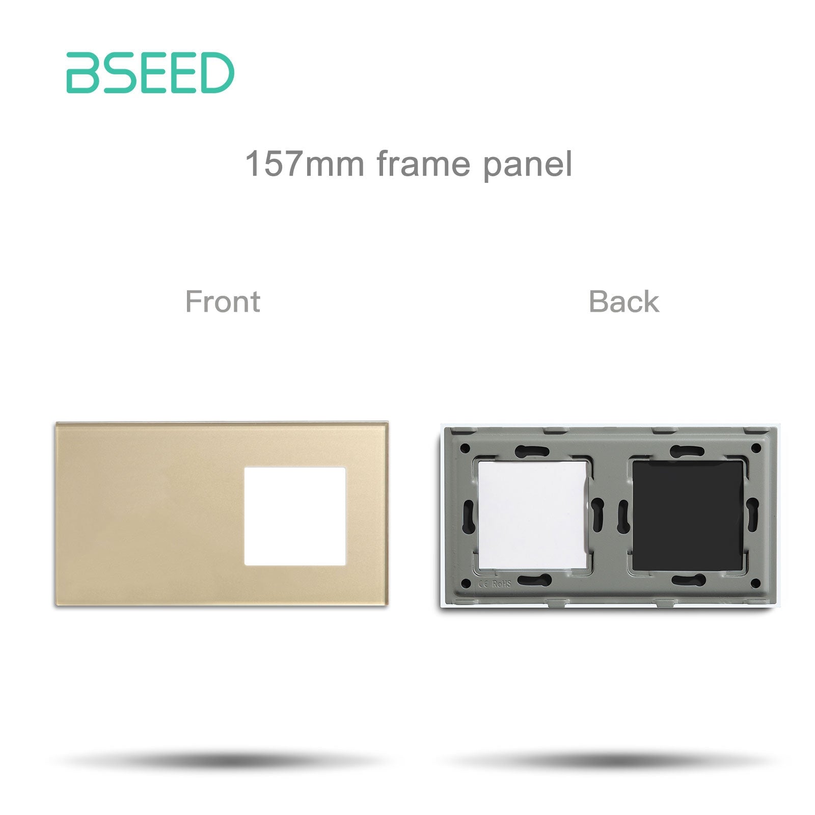 BSEED Crystal Glass Switch & Socket Frame Customizable Wall Plate Bseedswitch Gold 157mm icon+slot 