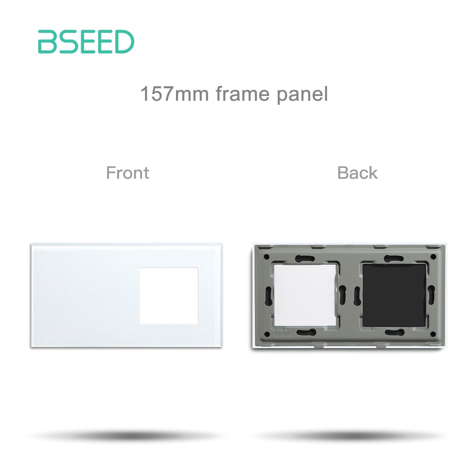BSEED Crystal Glass Switch & Socket Frame Customizable Wall Plate Bseedswitch White 157mm icon+slot 