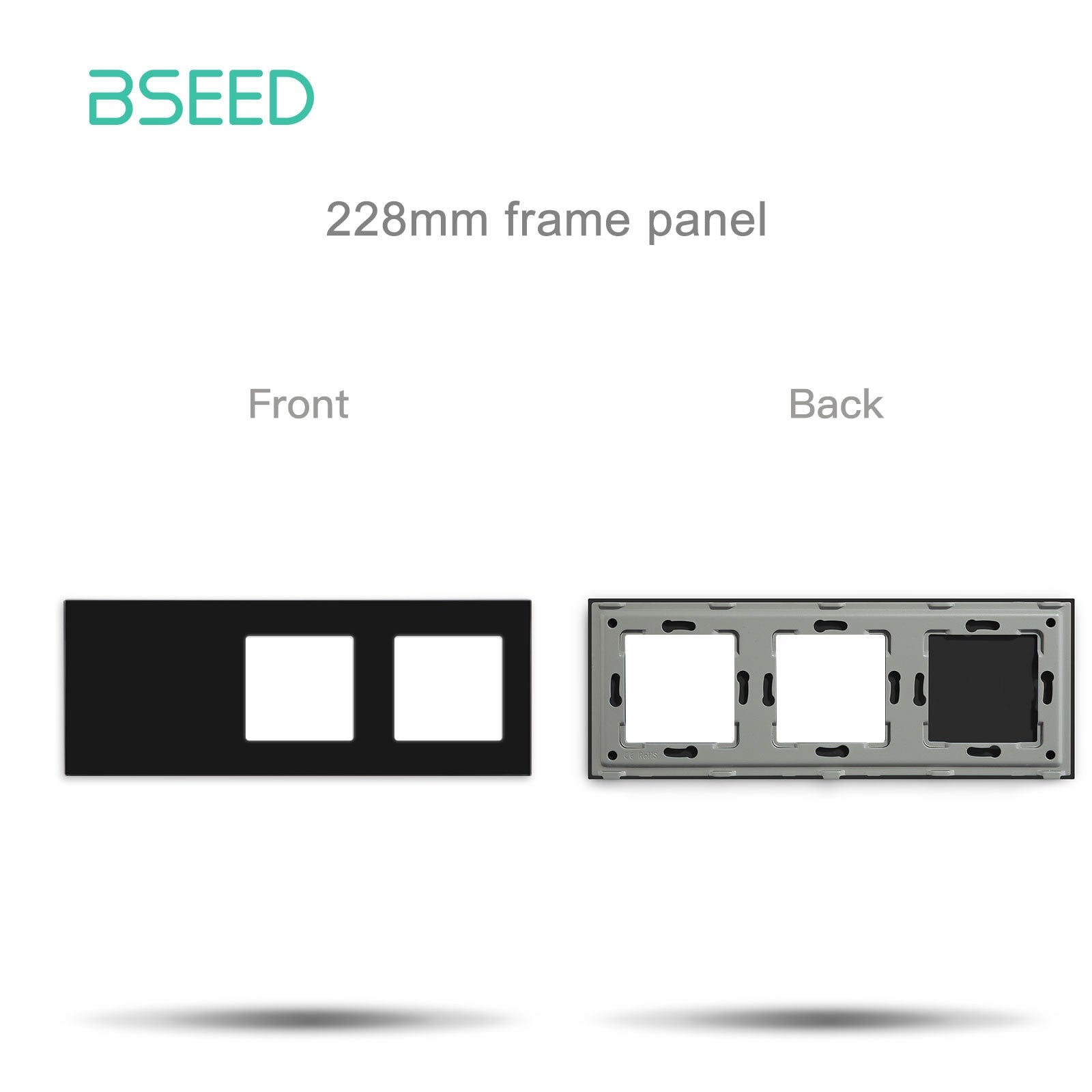 BSEED Crystal Glass Switch & Socket Frame Customizable Wall Plate Bseedswitch Black 228mm icon+ 2slot 