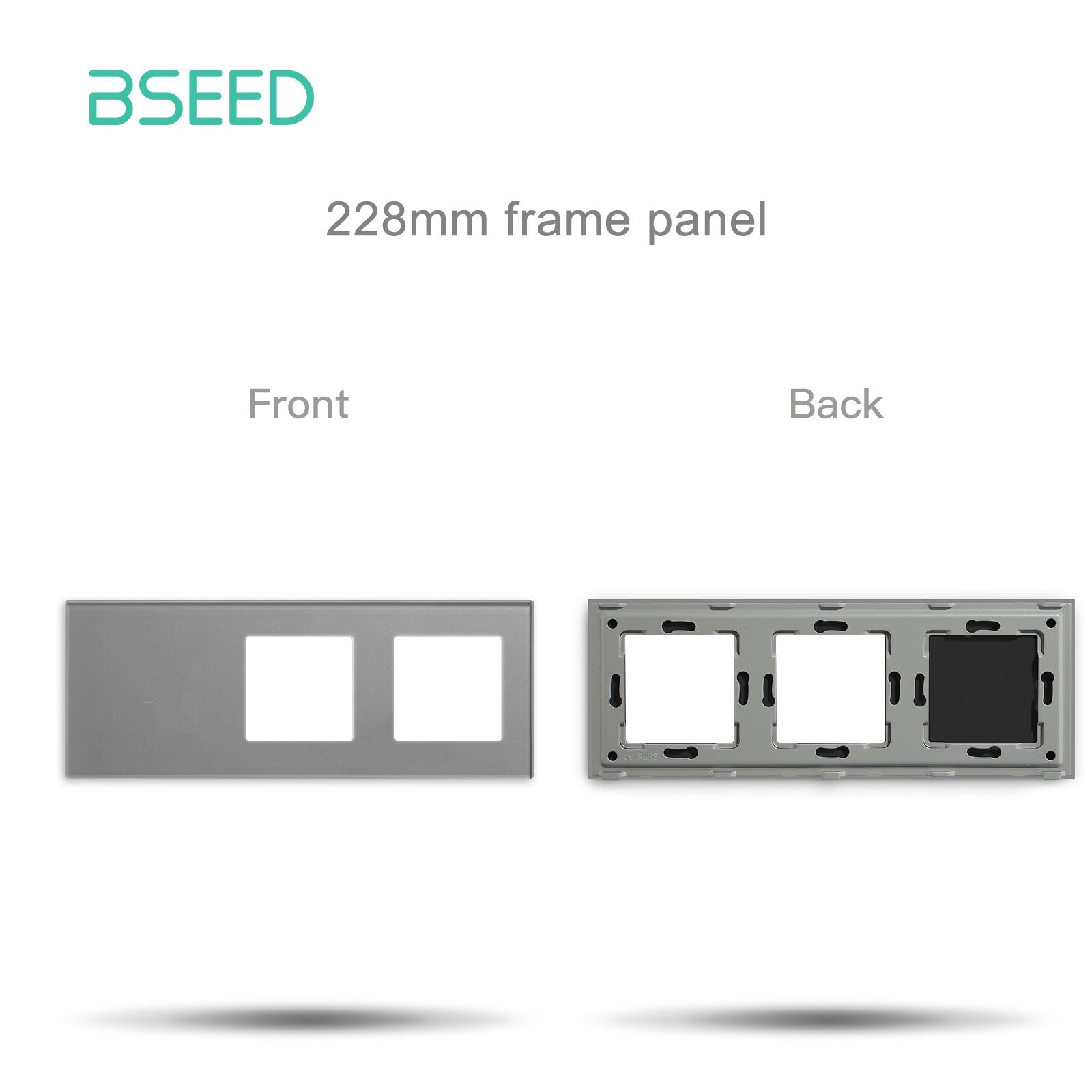 BSEED Crystal Glass Switch & Socket Frame Customizable Wall Plate Bseedswitch Grey 228mm icon+ 2slot 