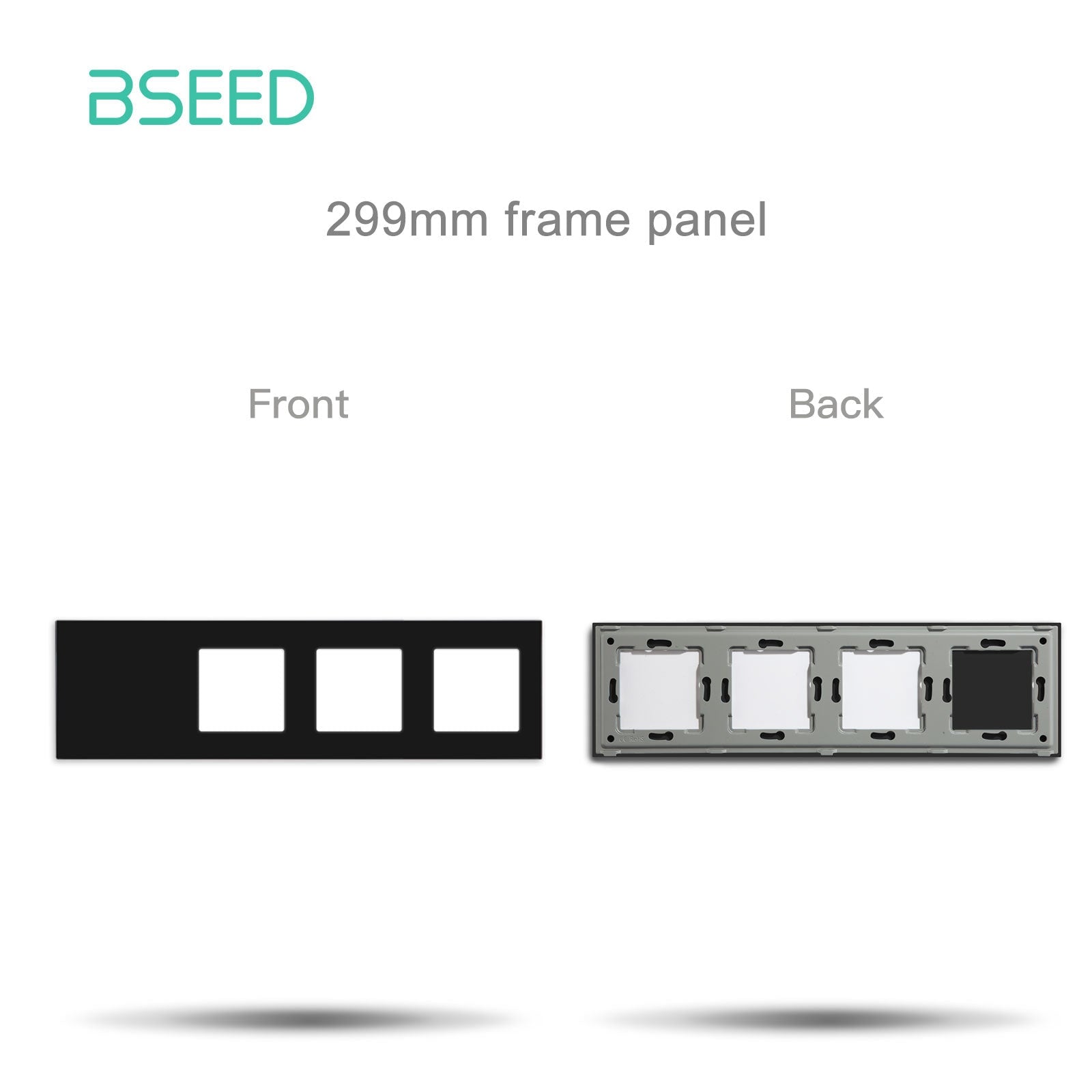 BSEED Crystal Glass Switch & Socket Frame Customizable Wall Plate Bseedswitch Black 299mm icon+3slot 