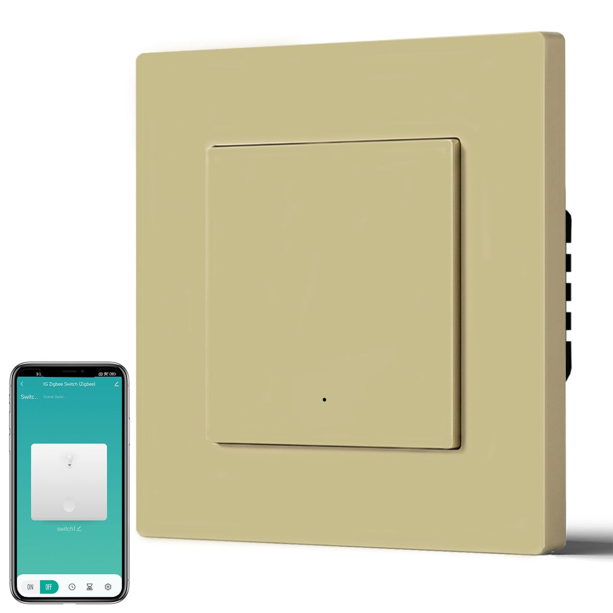 BSEED Smart Zigbee Light Switch (With Neutral) Hub required Switch work with tuya Alexa Light Switches Bseedswitch Gold Plastic 1 Gang