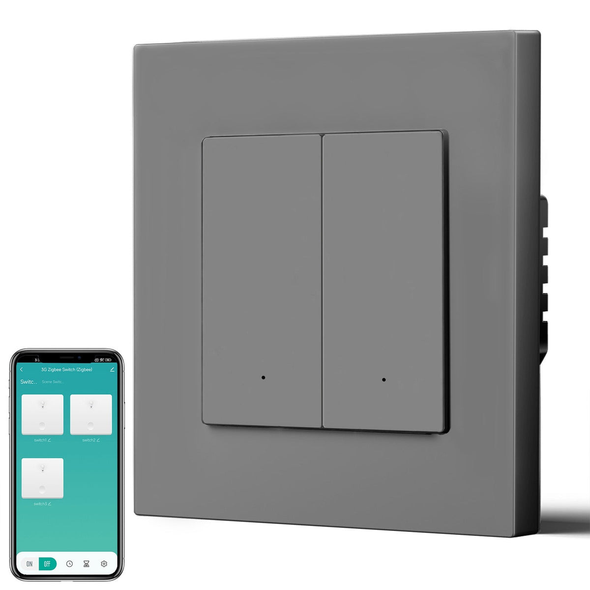 BSEED Smart Zigbee Light Switch (With Neutral) Hub required Switch work with tuya Alexa Light Switches Bseedswitch Grey Plastic 2 Gang