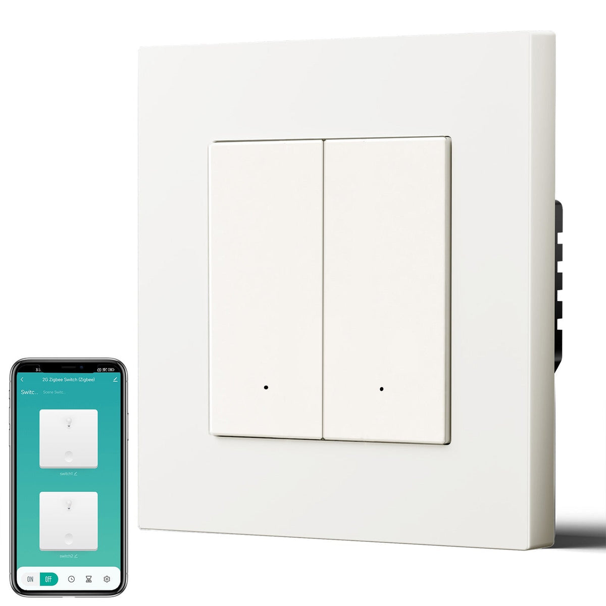 BSEED Smart Zigbee Light Switch (With Neutral) Hub required Switch work with tuya Alexa Light Switches Bseedswitch White Plastic 2 Gang