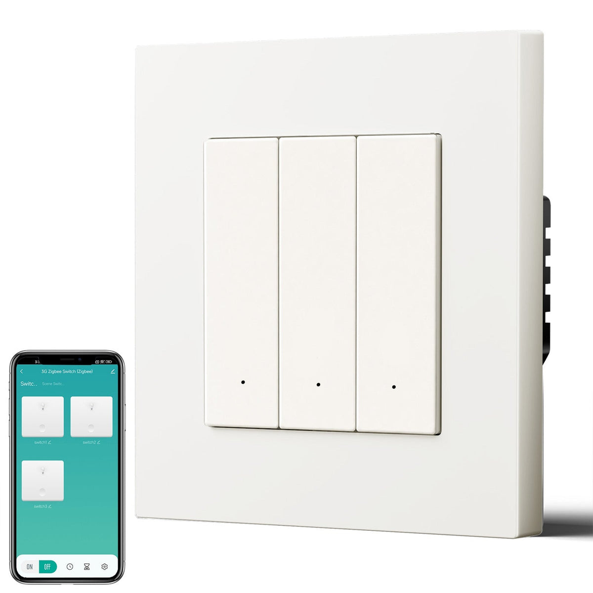 BSEED Smart Zigbee Light Switch (With Neutral) Hub required Switch work with tuya Alexa Light Switches Bseedswitch White Plastic 3 Gang
