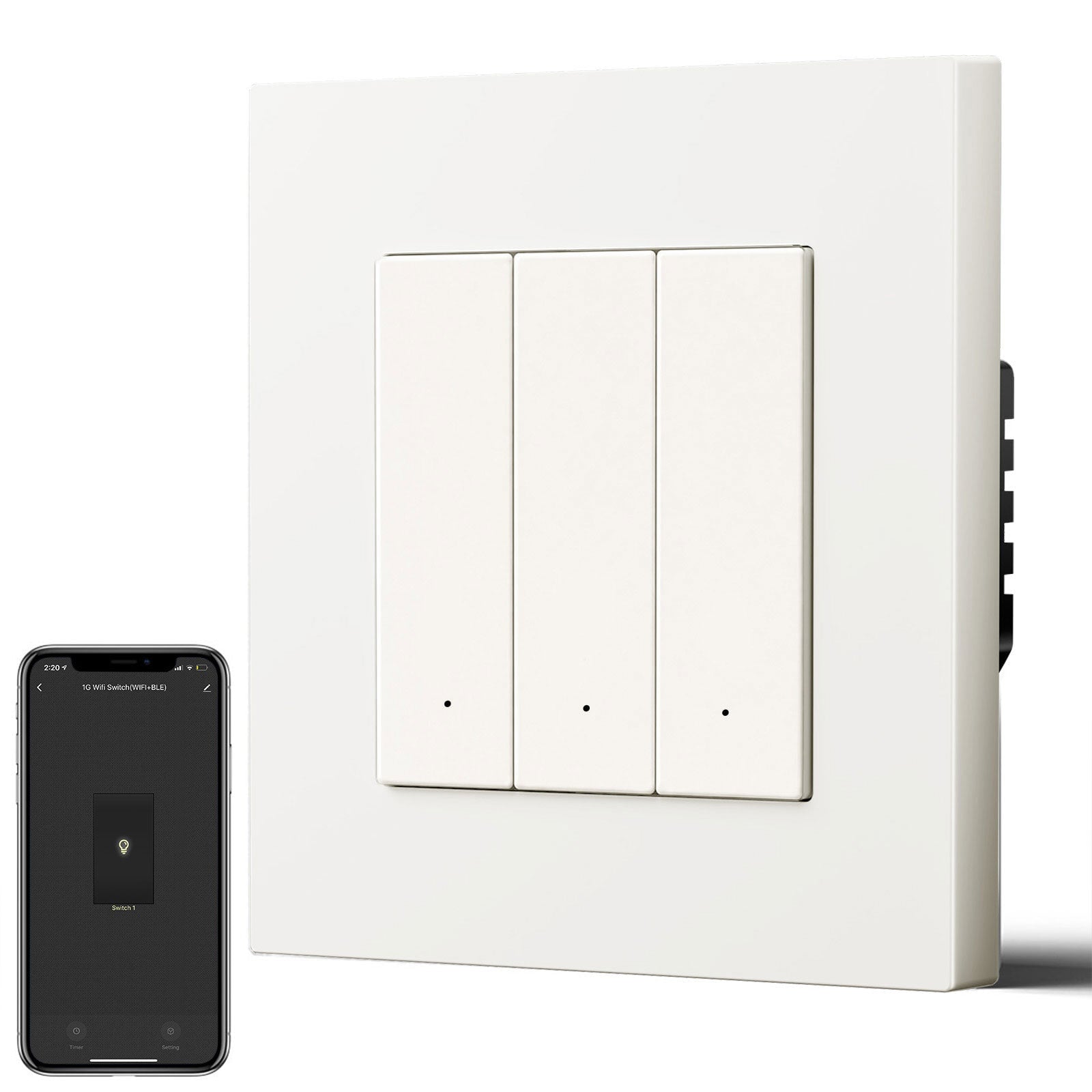 BSEED Smart Wifi Light Switch (With Neutral) Light Switches Bseedswitch White Plastic 3 Gang