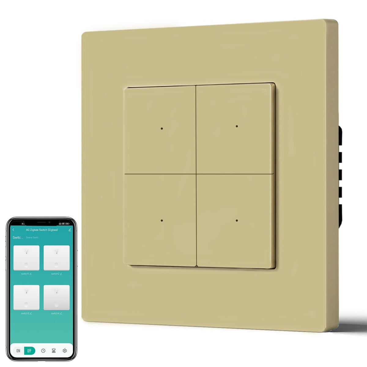BSEED Smart Zigbee Light Switch (With Neutral) Hub required Switch work with tuya Alexa Light Switches Bseedswitch Gold Plastic 4 Gang