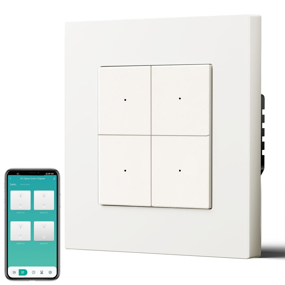 BSEED Smart Zigbee Light Switch (With Neutral) Hub required Switch work with tuya Alexa Light Switches Bseedswitch White Plastic 4 Gang