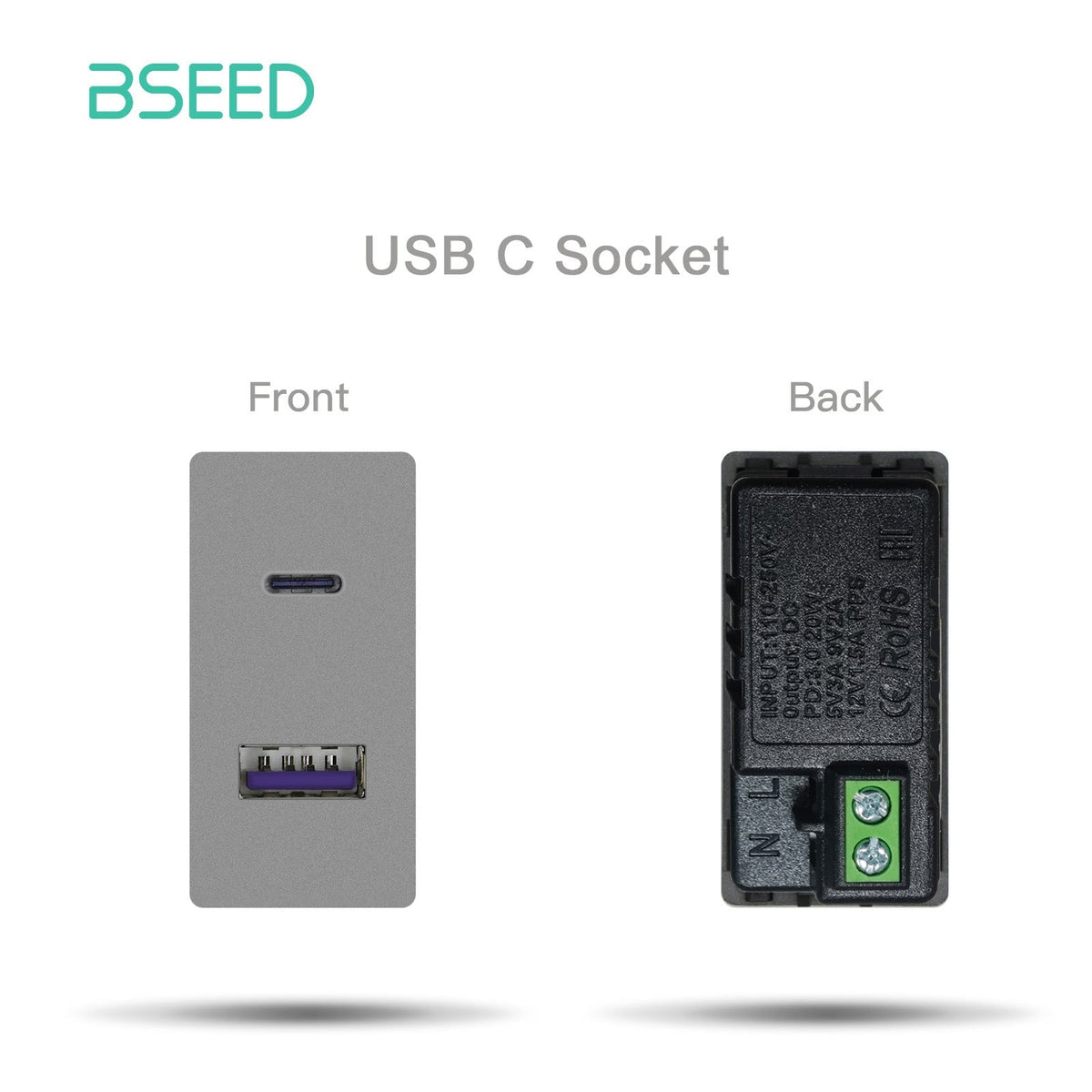 USB PC CAT5 ST Wall Plug Socket Outlets Socket Frame DIY Parts Free Combination socket Bseedswitch Grey 20W A1C1 USB-C Socket 