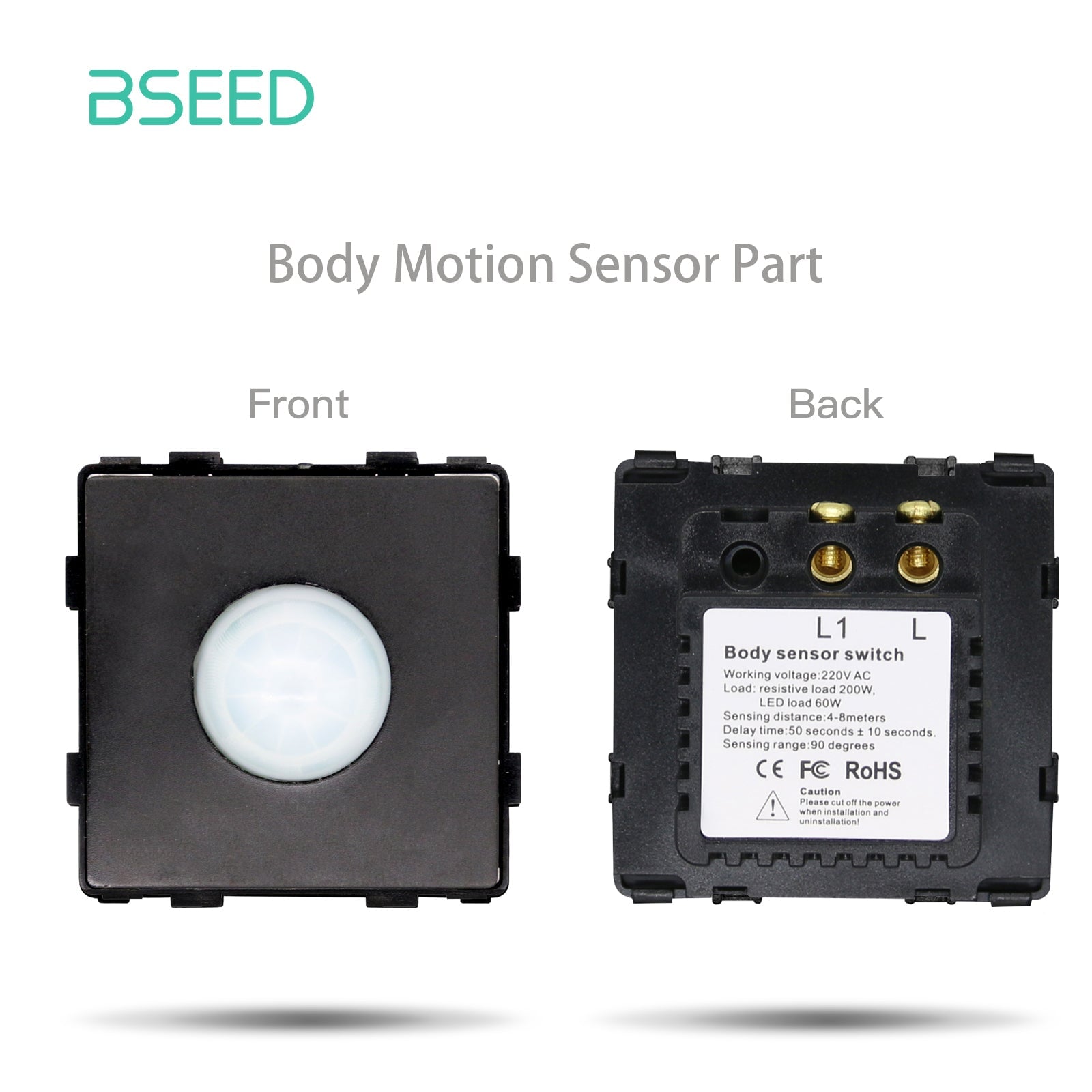 BSEED Mechanischer PIR-Infrarot-Bewegungsmelder-Schalter, DIY-Ersatzteil, Sensorschalter, Bseedswitch, Schwarz 
