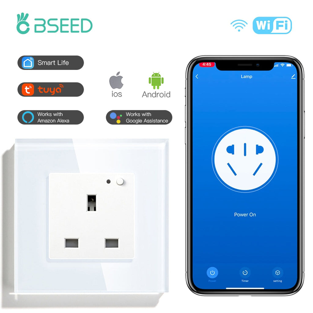 BSEED Smart WiFi UK Standards Wall Sockets Power Outlets & Sockets Bseedswitch white Signle 