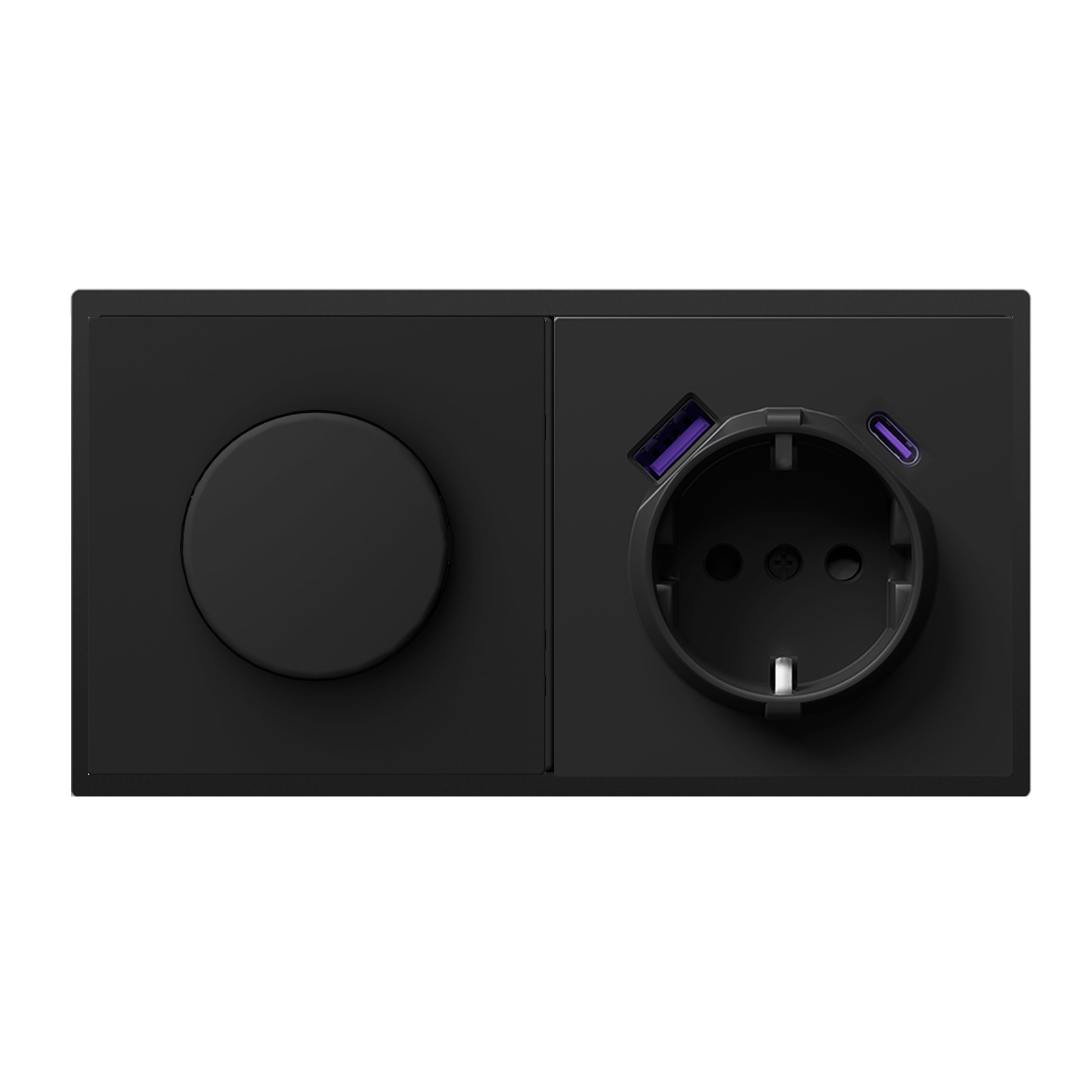 Grand Series Dimmer Switch Rotating Switch with Clamping Technology 500W dimmer switch Bseedswitch black Dimmer Switch+Eu Socket with 20W USB-C 