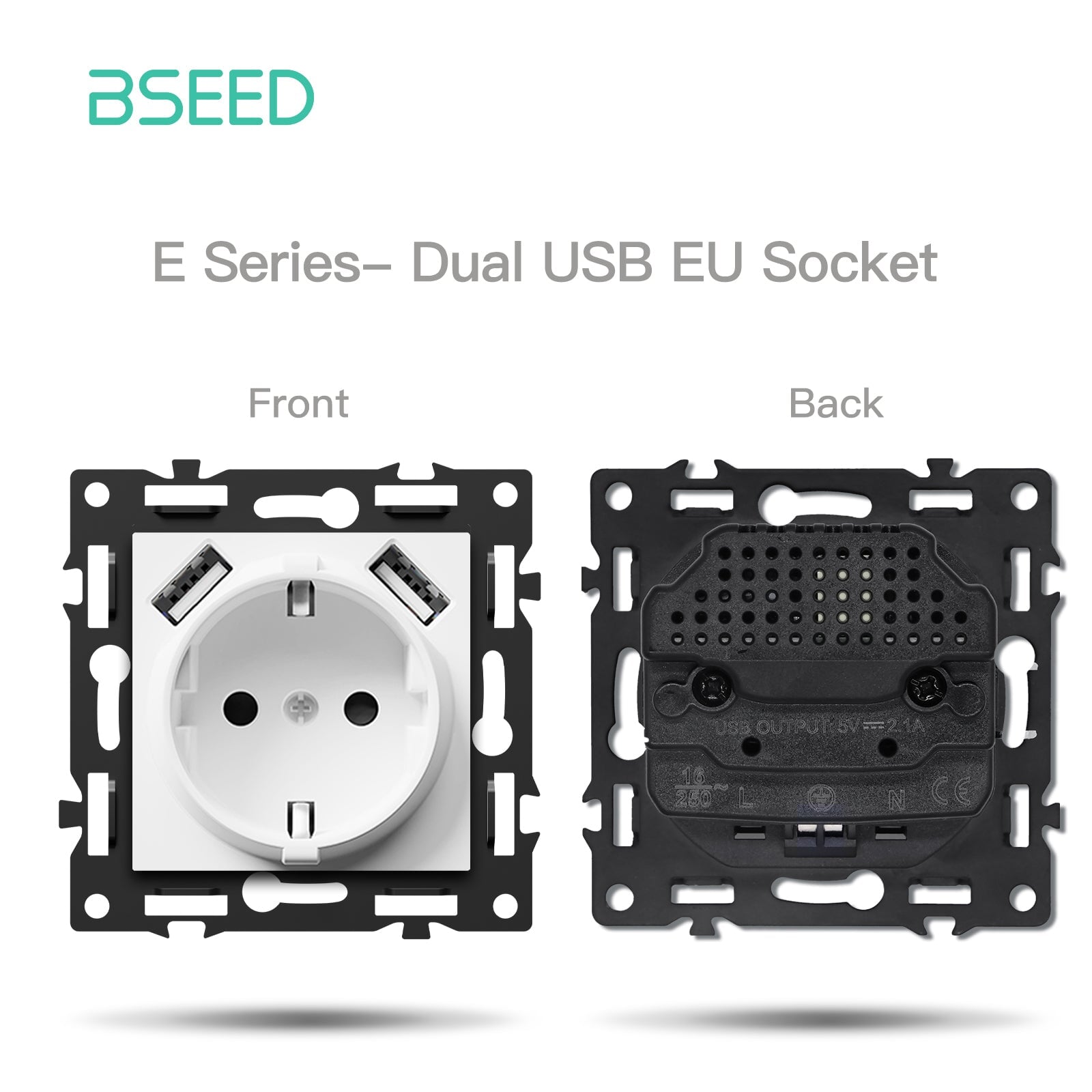 BSEED DIY Part Customized Free Combinations Mechanical Switch Socket Insert White Color Light Switches Bseedswitch EU Socket with 10W 2 USB Port 