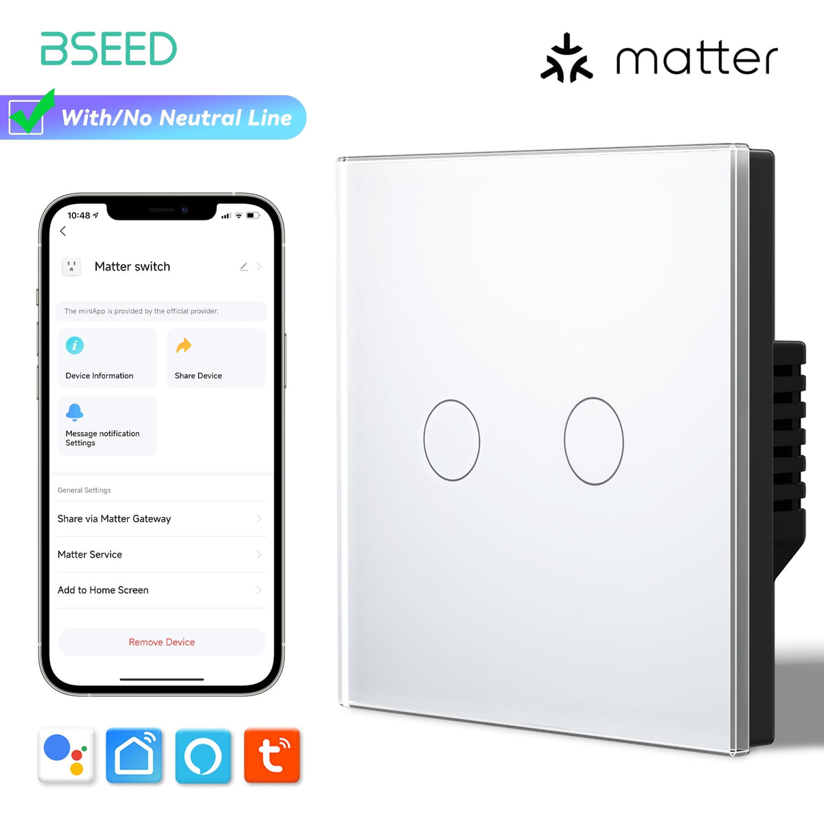Bseed Smart Matter Wifi Light Switch Electrical Wall Light switches