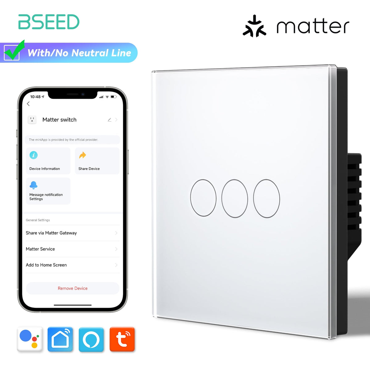 Bseed Smart Matter Wifi Light Switch Electrical Wall Light switches