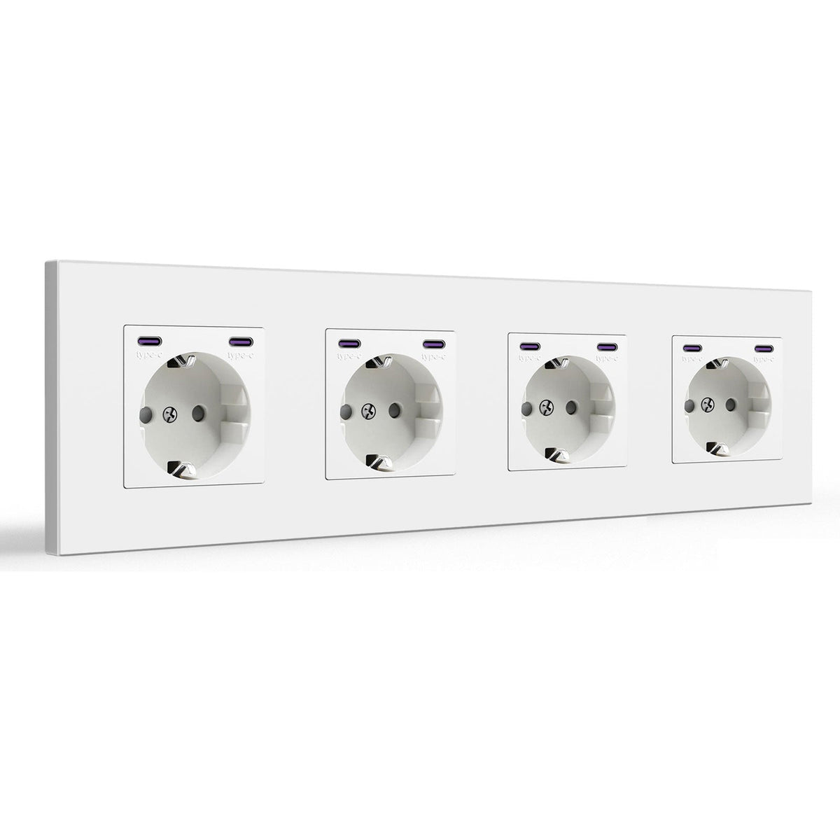 BSEED EU sockets with 20W Double Type-C Interface Outlet Wall Socket Plastic Panel Power Outlets & Sockets Bseedswitch White Quadruple 
