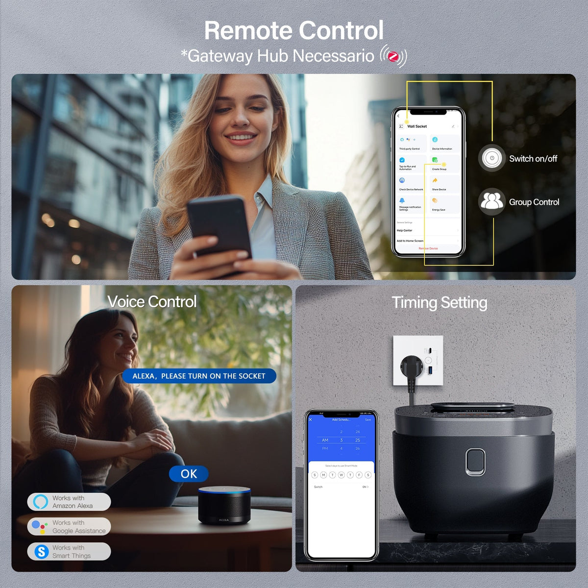 BSEED ZigBee VK-wandcontactdozen, stopcontacten met kinderbeveiliging, met PD 3.0 USB Type-c-poort, afdekplaten en afdekkingen, Bseedswitch 